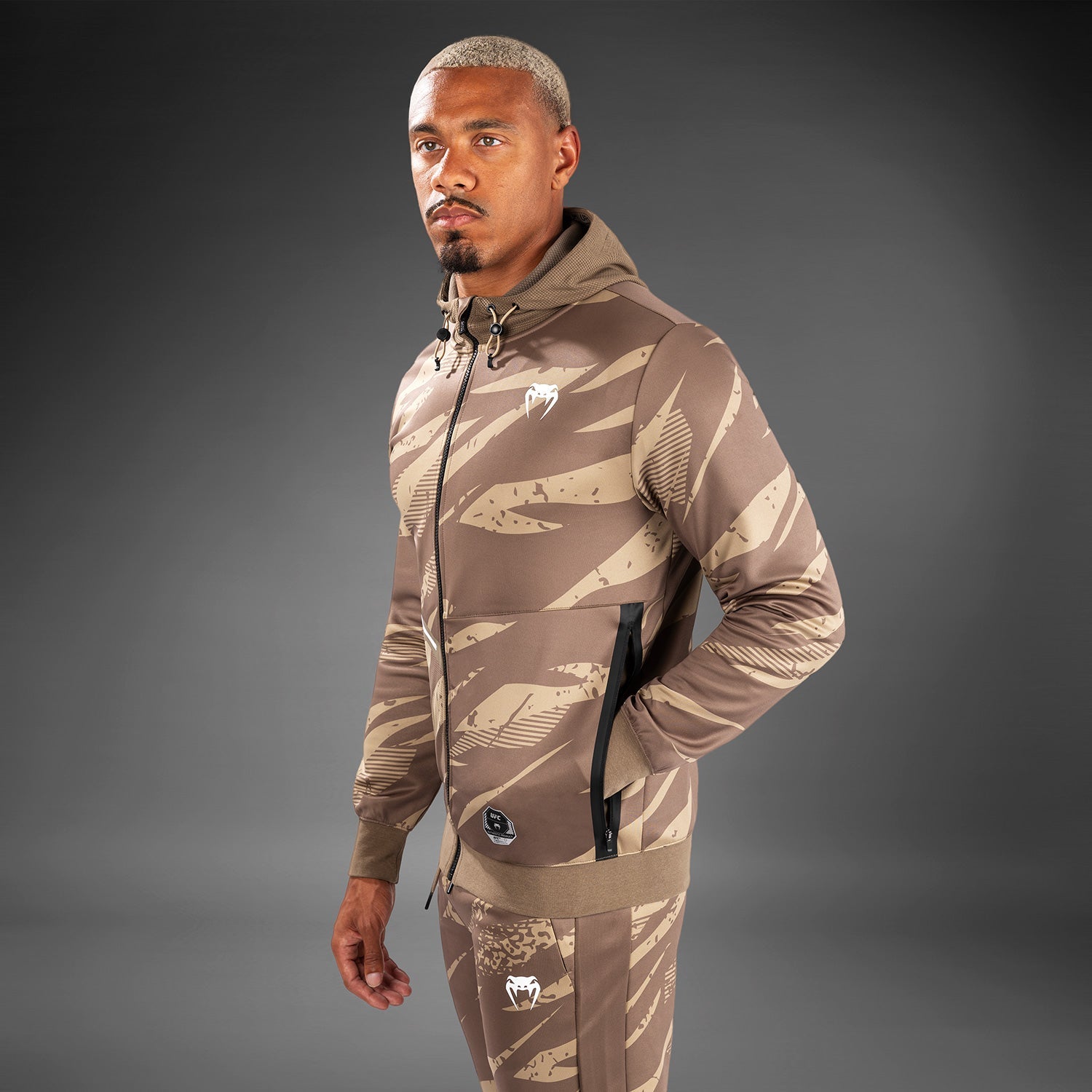 Veste À Capuche Zippé pour Hommes UFC Adrenaline by Venum Fight Week - Desert Camo