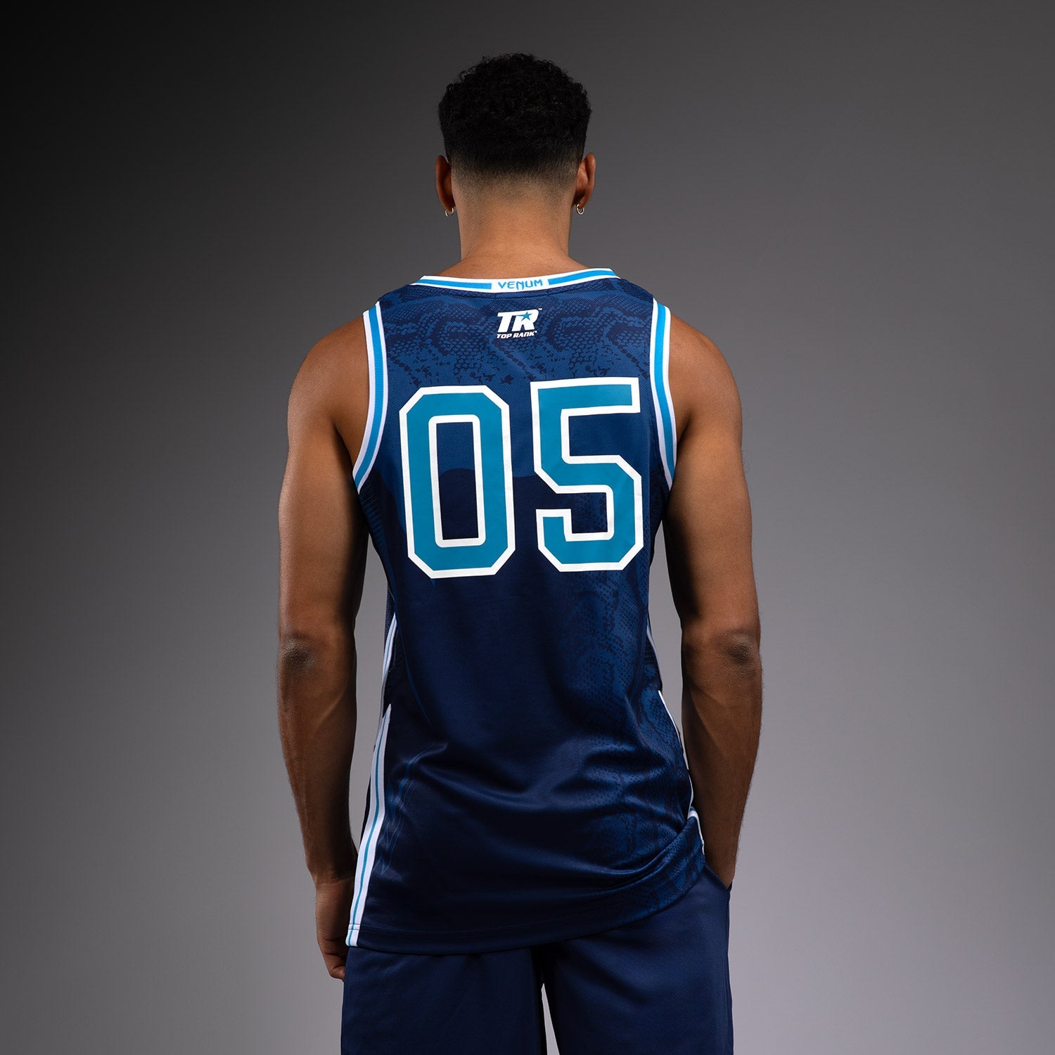 Maillot de Basket Venum x Top Rank Original pour Hommes - Bleu Marine