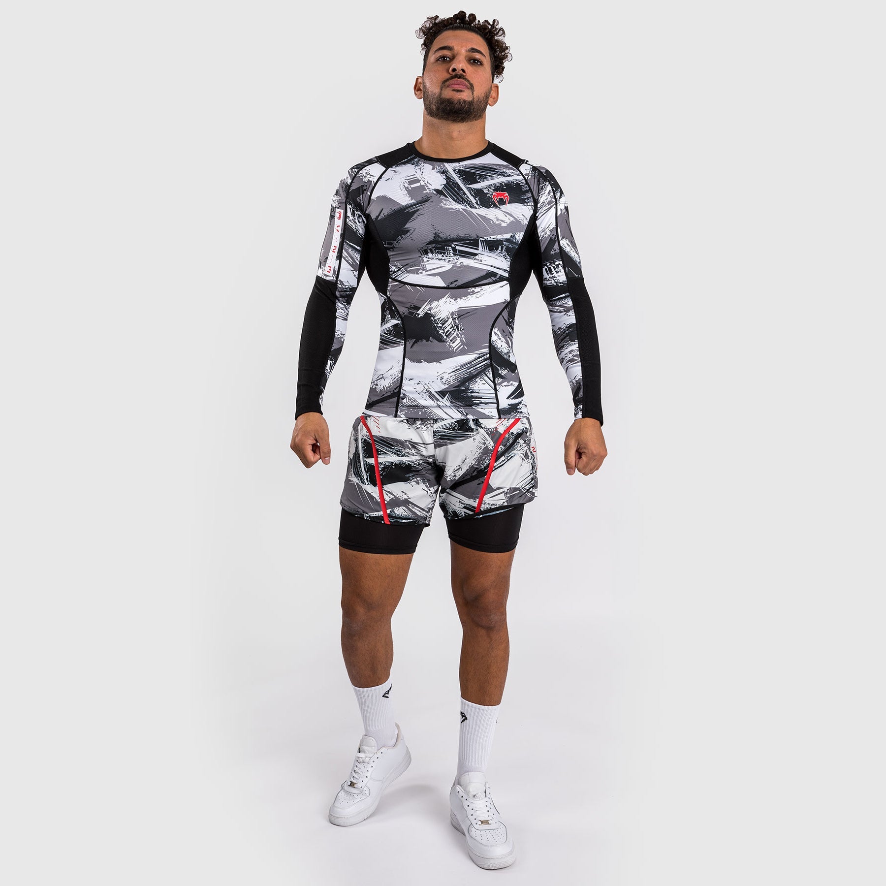 Venum Electron 3.0 Rashguard à manches longues - Gris/Rouge