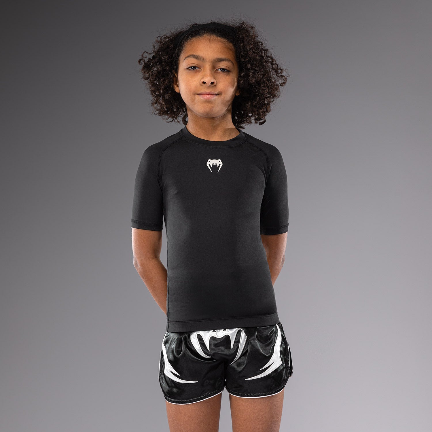 Rashguards Manches Courtes pour Enfants Venum Contender - Noir