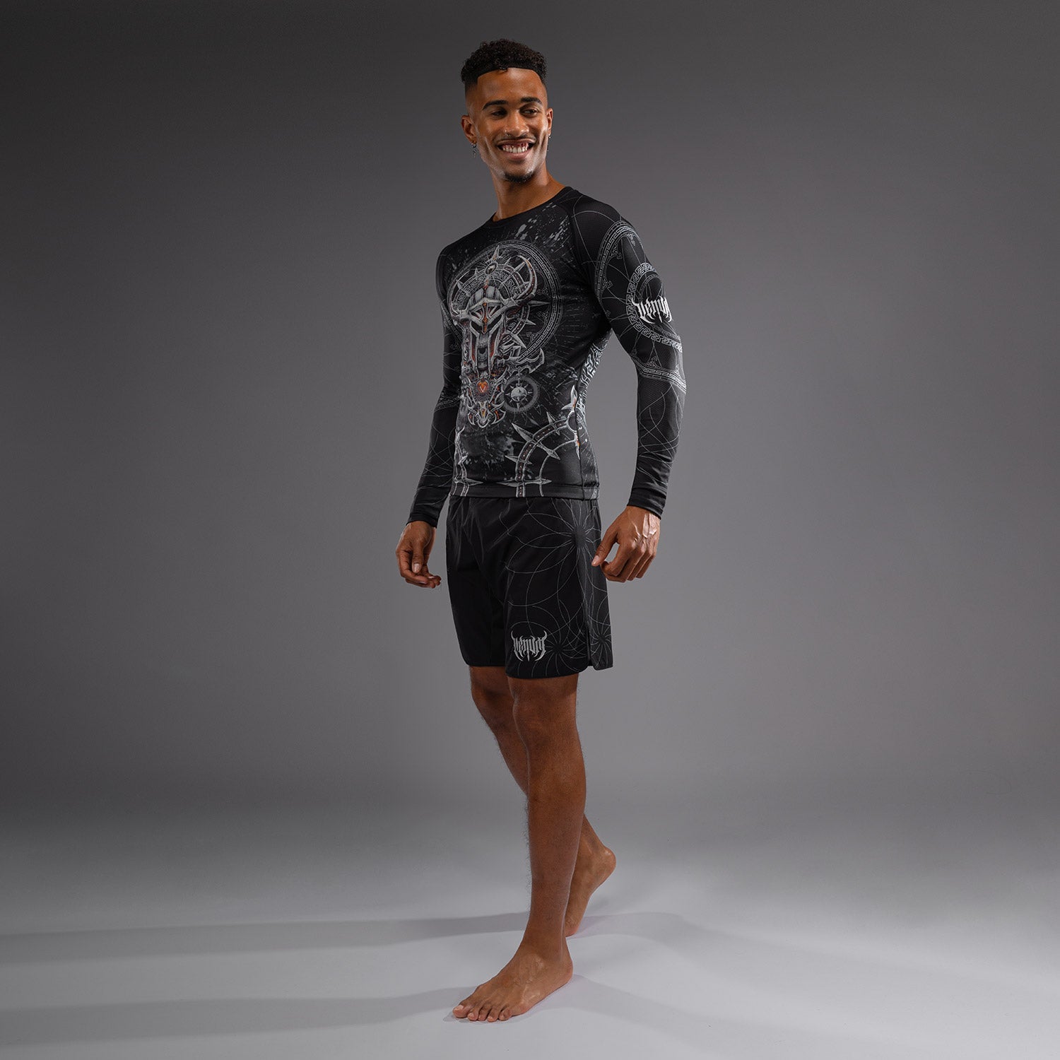 Rashguard à Manches Longues pour Hommes Venum Gladiator 5.0 - Noir/Argent