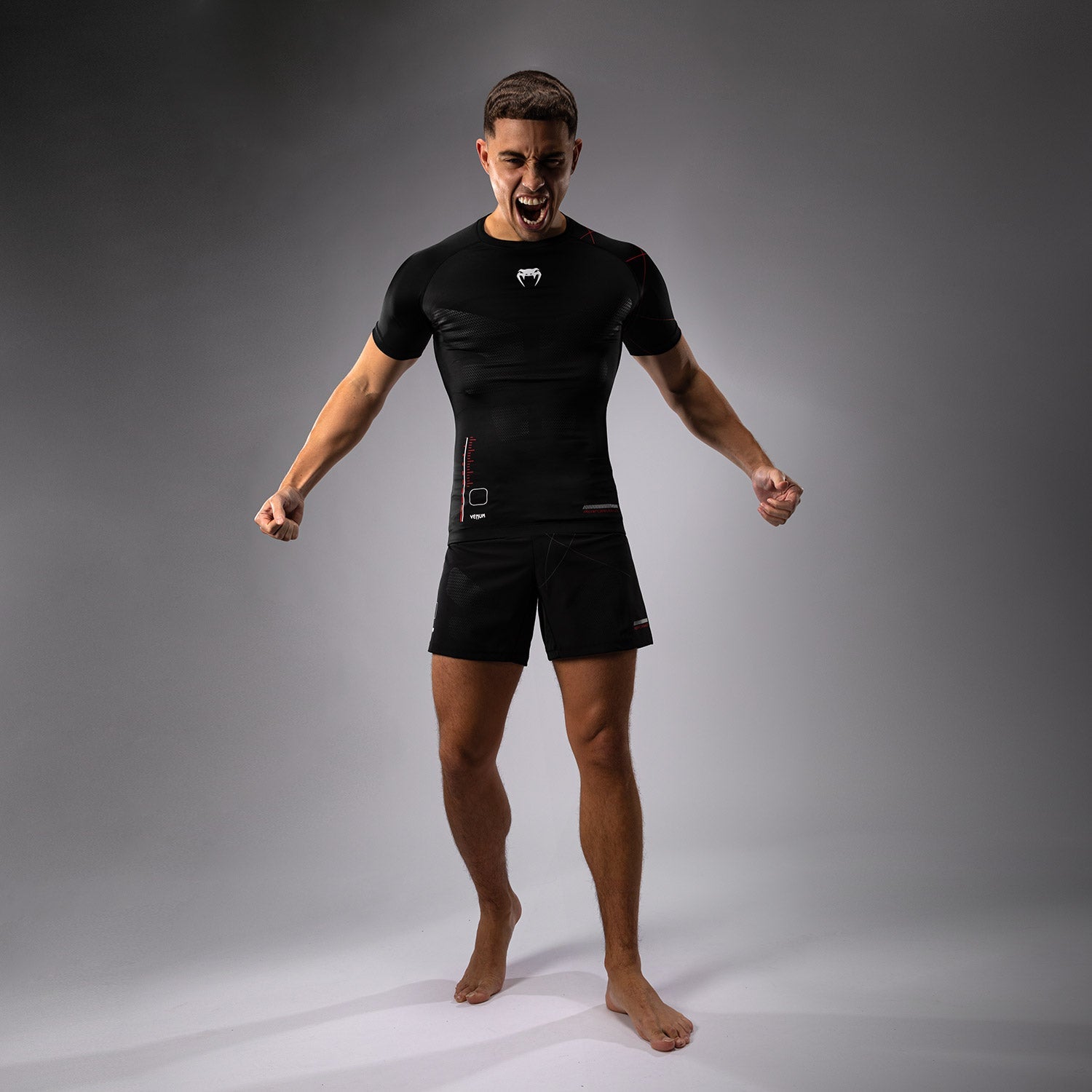 Rashguard Manches Courtes Venum Tactical XT- Noir/Rouge Feu