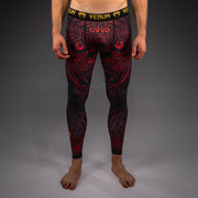 Pantalon de Compression Venum Quetzal Fury - Noir/Rouge Fury/Mandarine