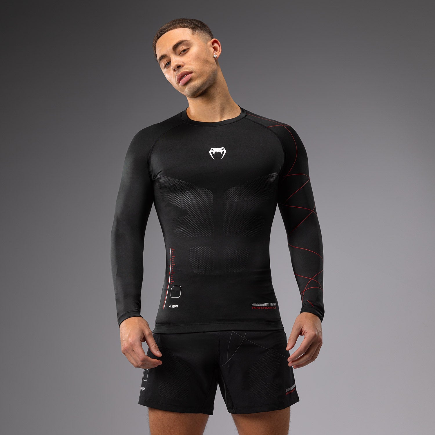 Rashguard Manches Longues Venum Tactical XT- Noir/Rouge Feu