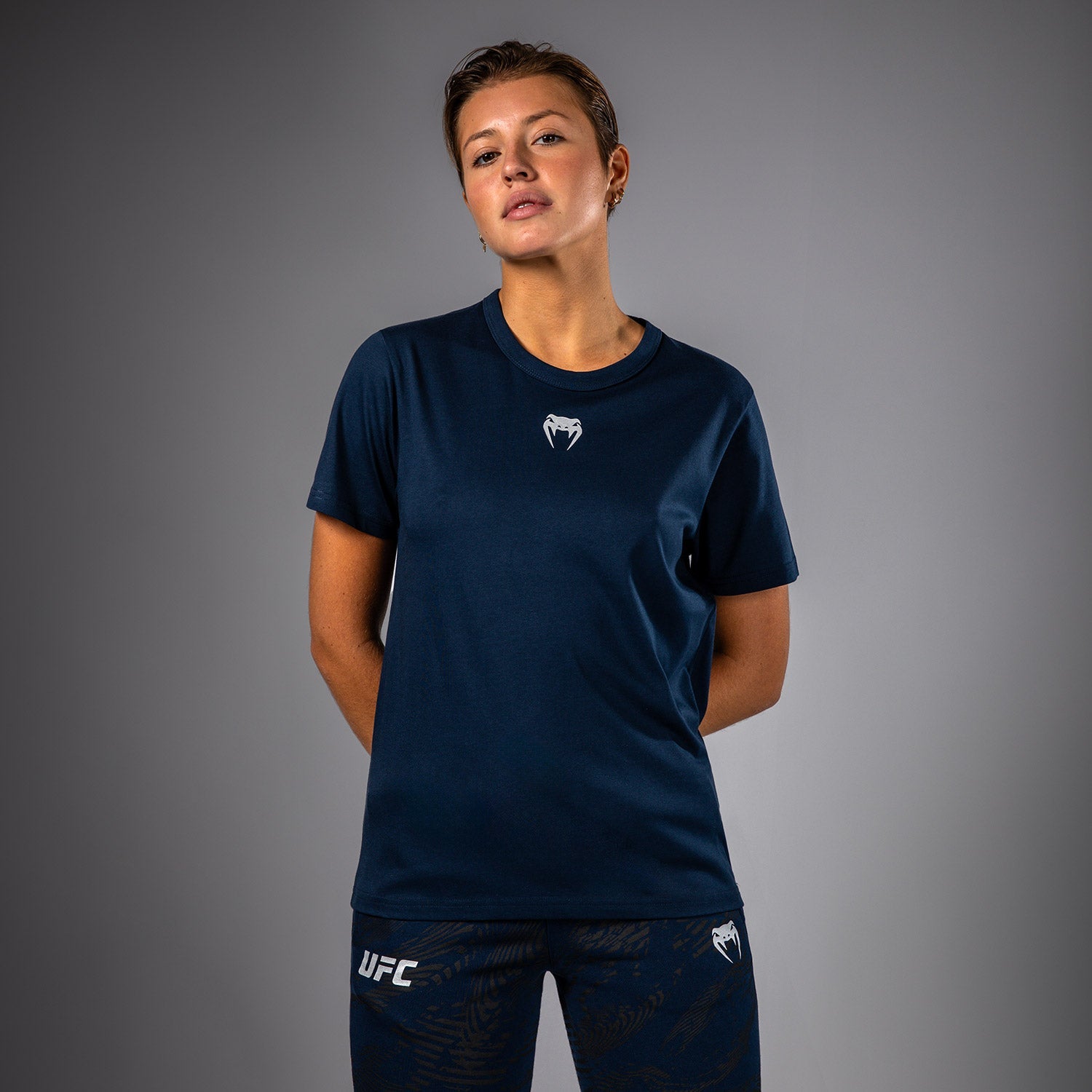 T-shirt à Manches Courtes pour Femmes UFC Fusion by Venum Fight Week - Bleu Océanique