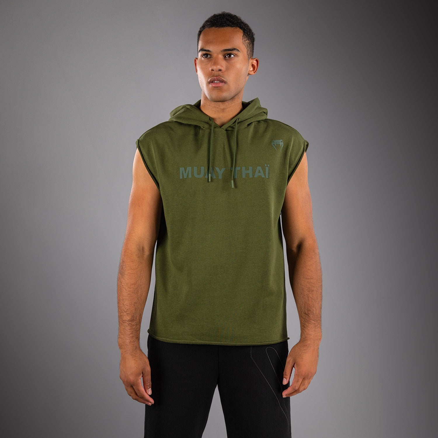 Sweat à Capuche Sans Manches Venum Muay Thai VT – Vert Militaire