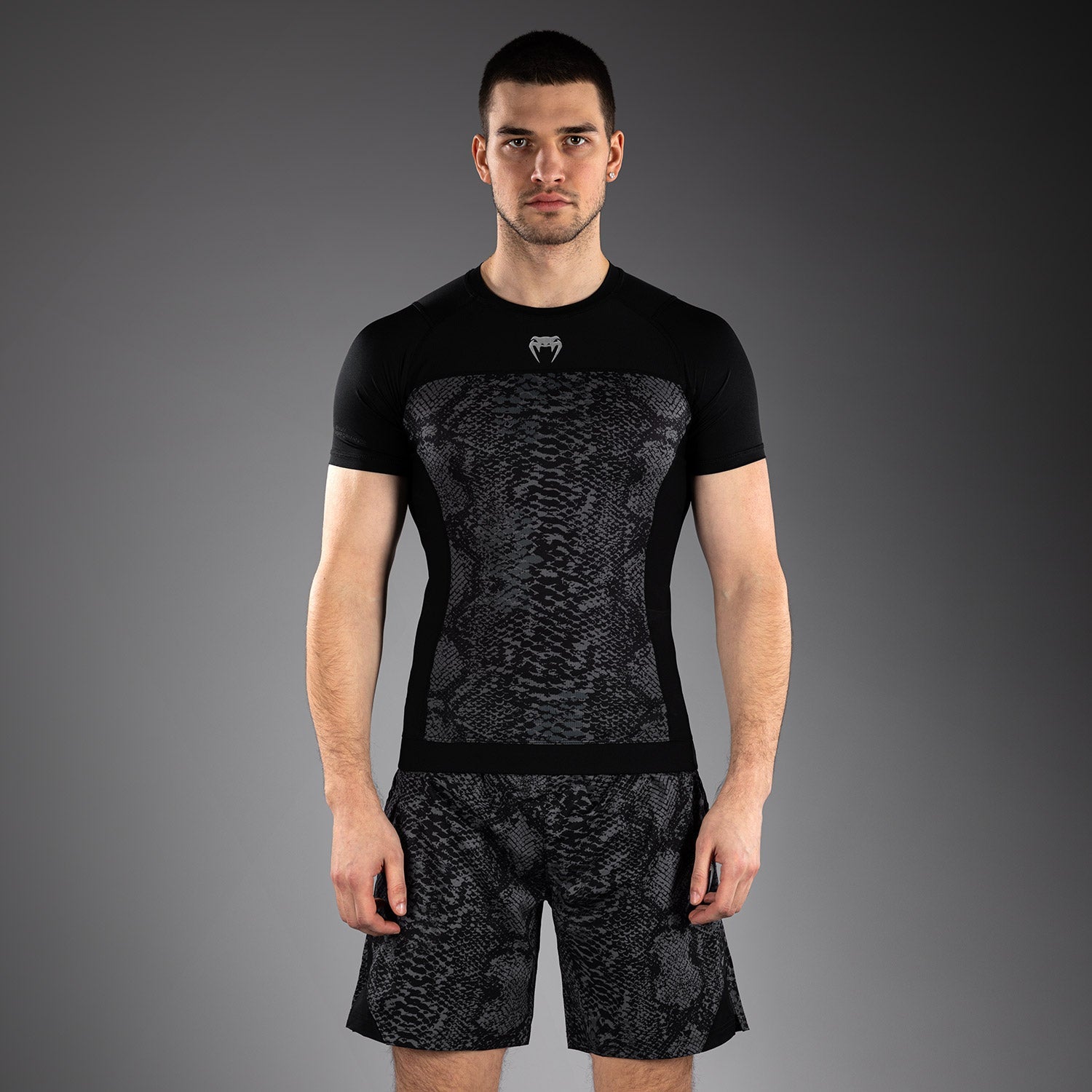 Rashguard à Manches Courtes Venum G-Fit Scales – Noir/Gris Charbon