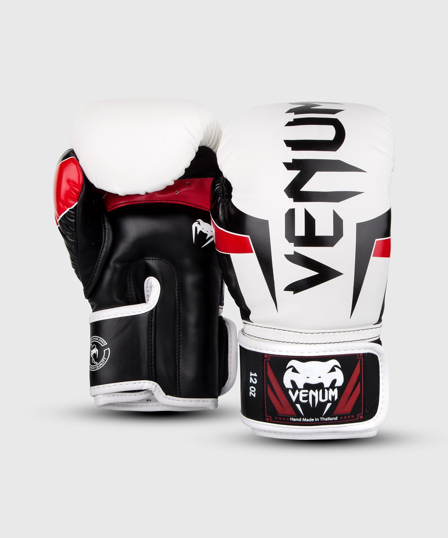 Gants de Boxe Venum Elite - Cuir Skintex - Blanc/Noir/Rouge