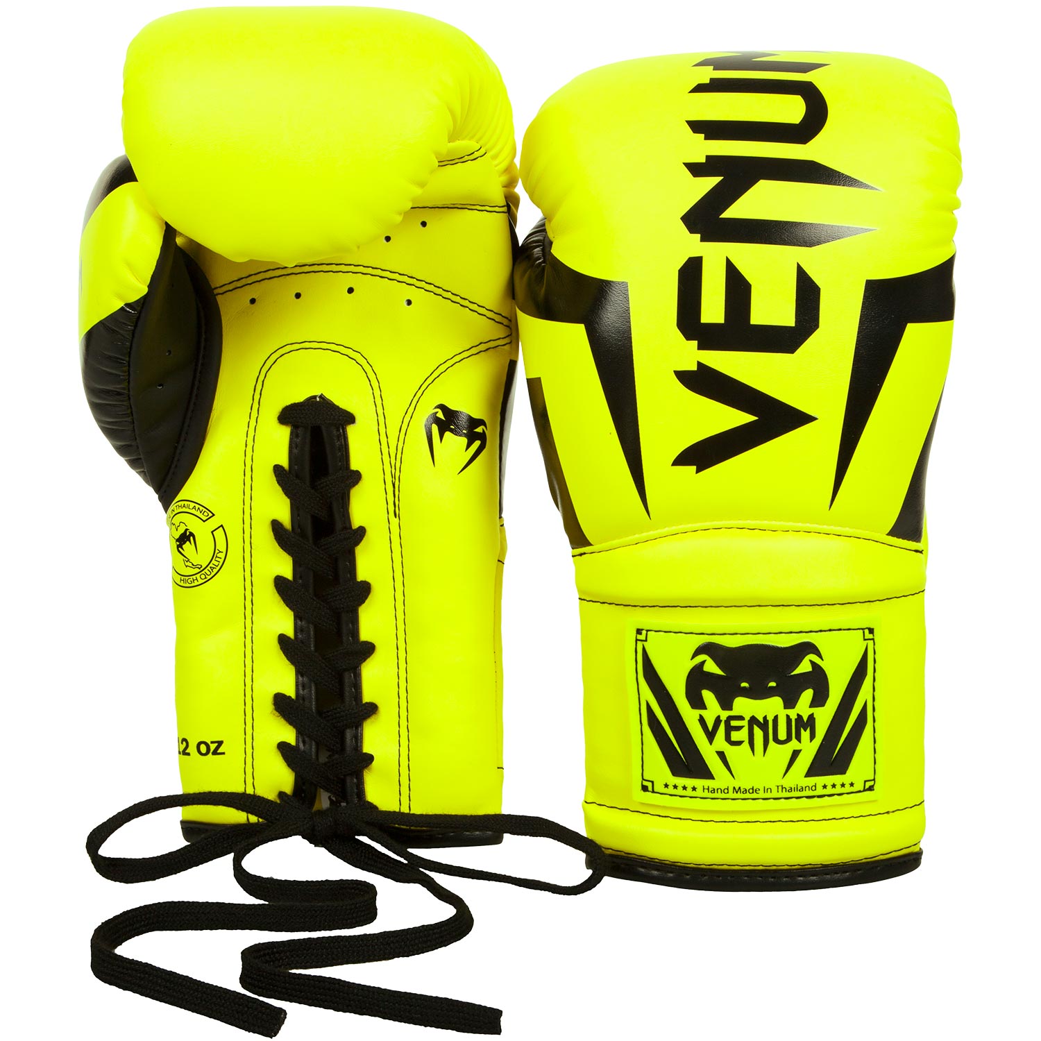 Gants de boxe Venum Elite à lacets - Jaune Fluo