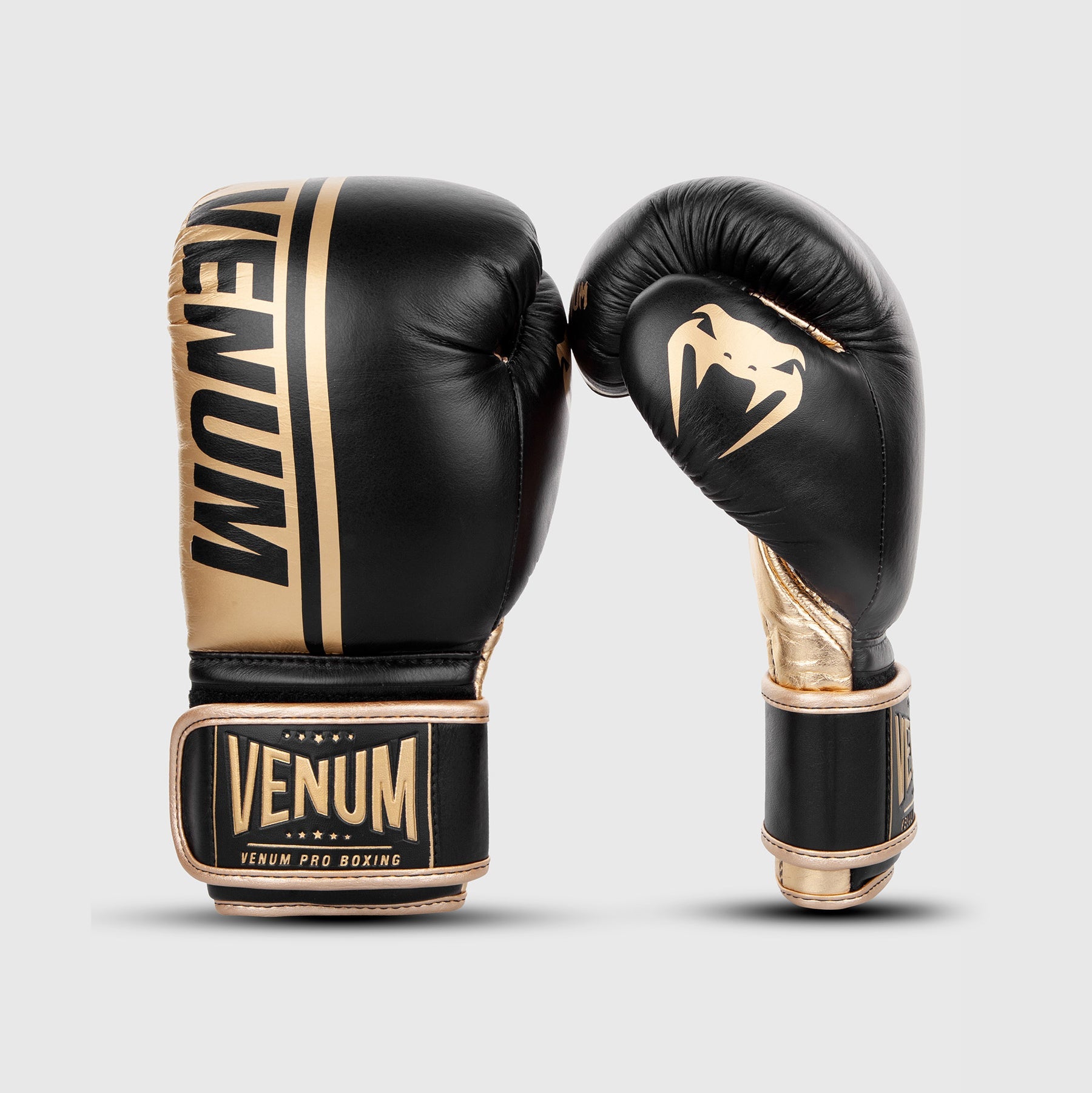 Gants de boxe pro Venum Shield Velcro - Noir/Or