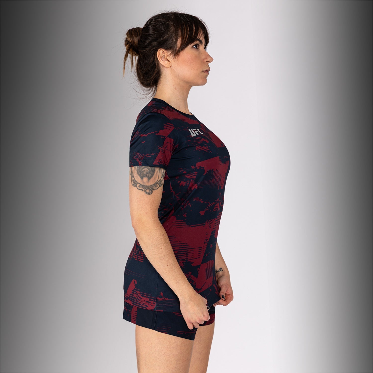 T-shirt manches courtes Performance Femme UFC Zenith by Venum Authentic Fight Week - Bleu marine/Bordeaux/Argent