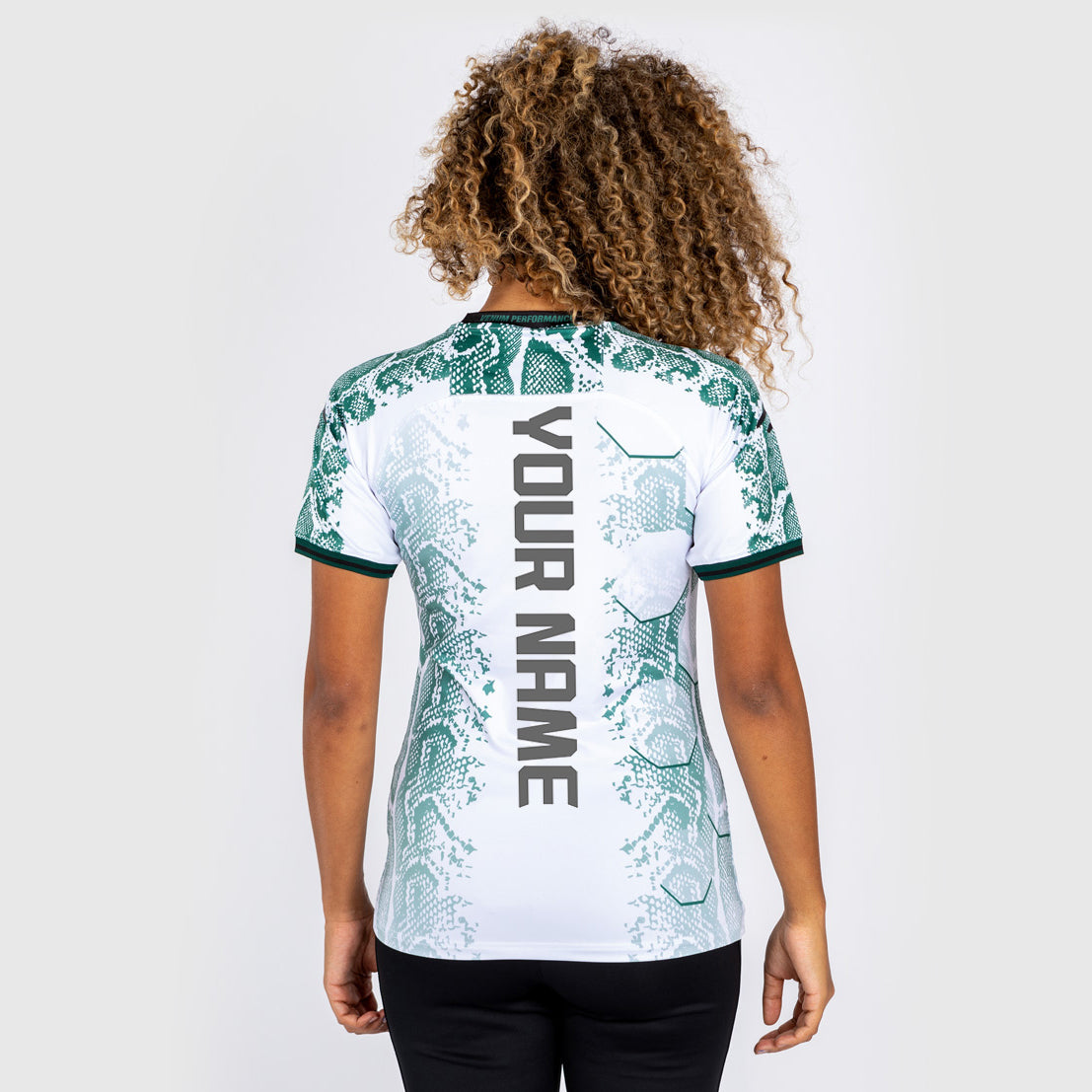 T-shirt Technique Personnalisé pour Femme UFC Adrenaline by Venum Authentic Fight Night - Emerald Edition - Vert/Blanc