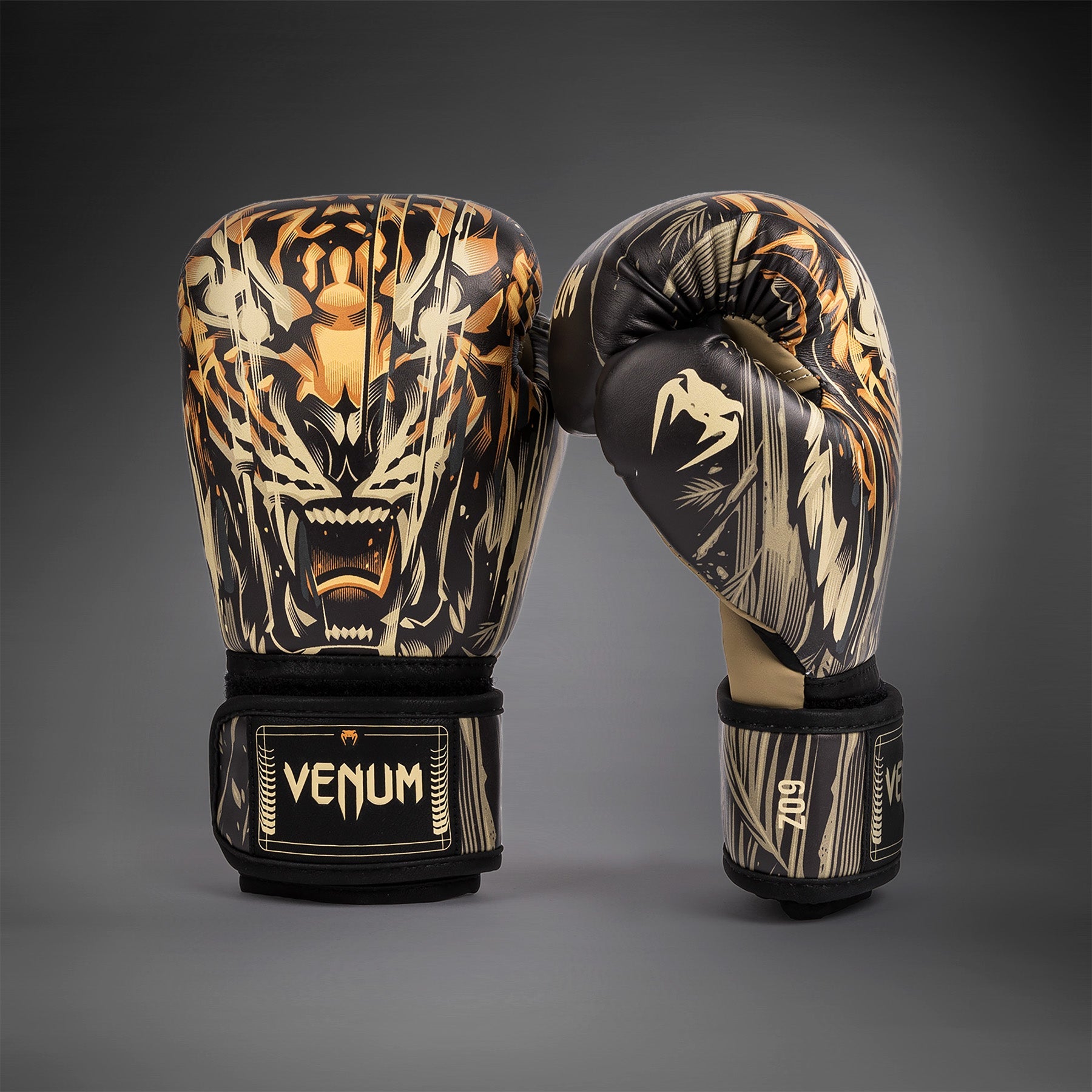 Gants de Boxe Venum Tiger pour Enfants - Noir/Orange Néon