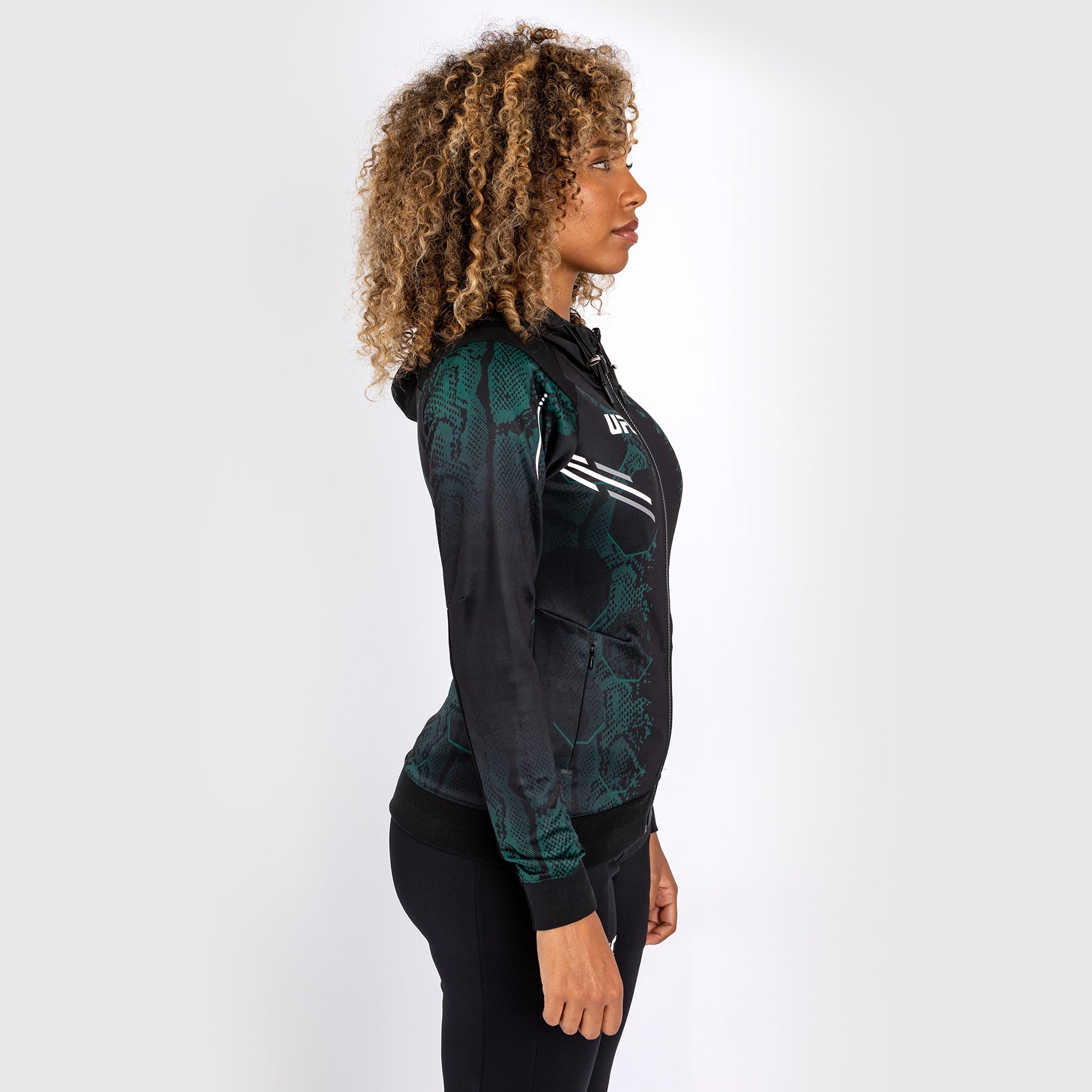 Sweat à capuche pour femmes UFC Adrenaline by Venum Authentic Fight Night - Emerald Edition - Vert/Noir