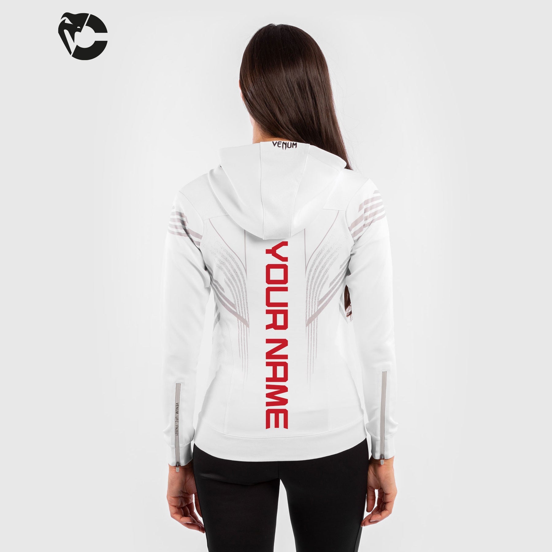 Sweatshirt à Capuche Femme Personnalisé UFC Venum Authentic Fight Night - Blanc