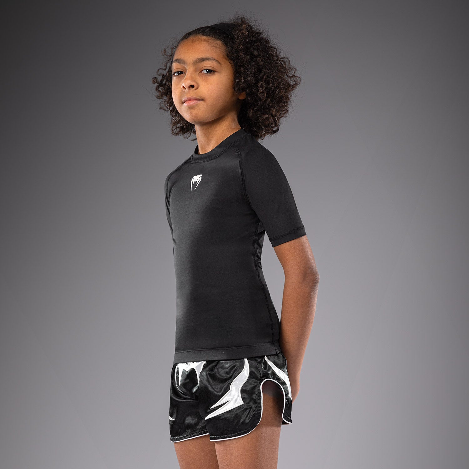 Rashguards Manches Courtes pour Enfants Venum Contender - Noir