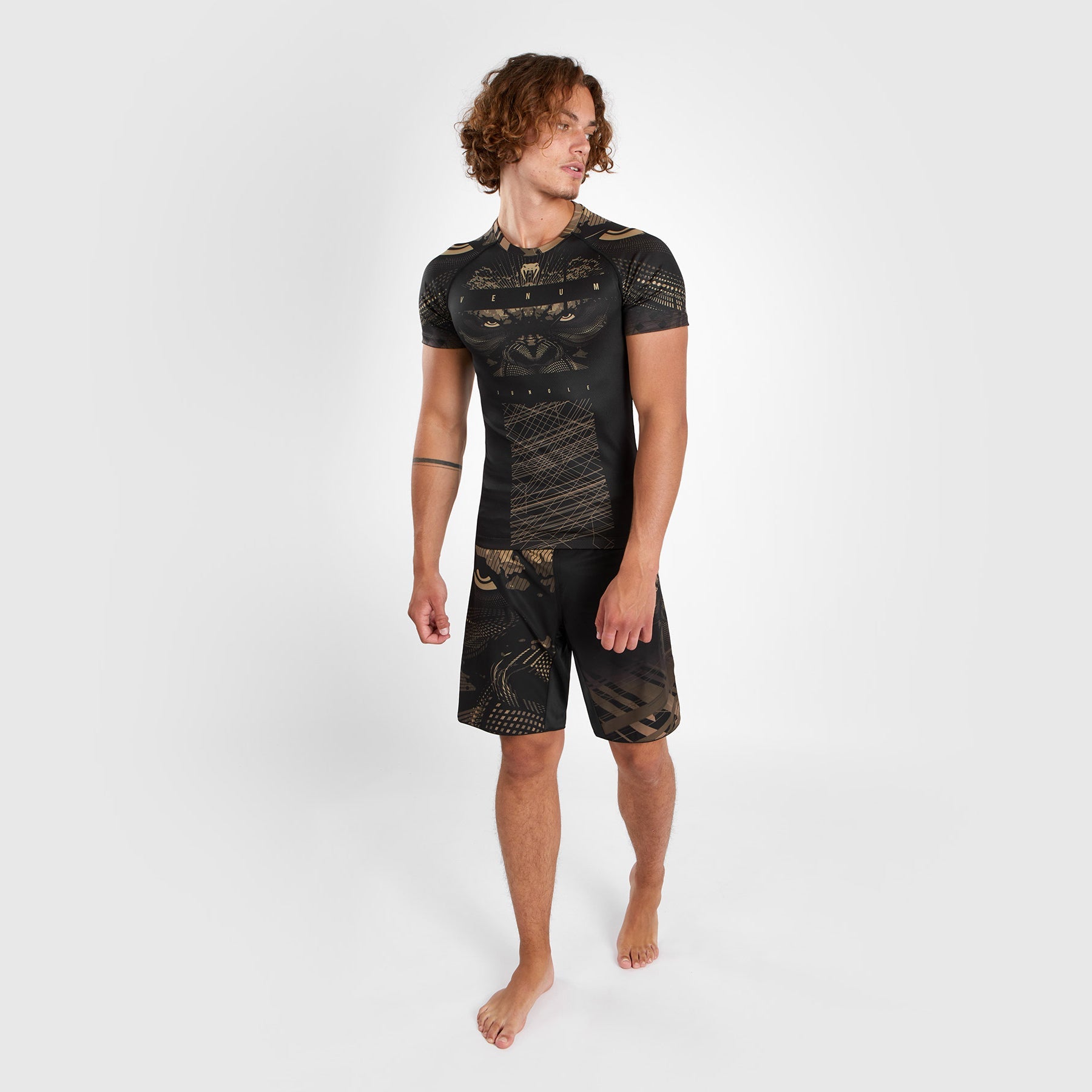 Rashguard à Manches Courtes Venum Gorilla Jungle - Noir/Sable