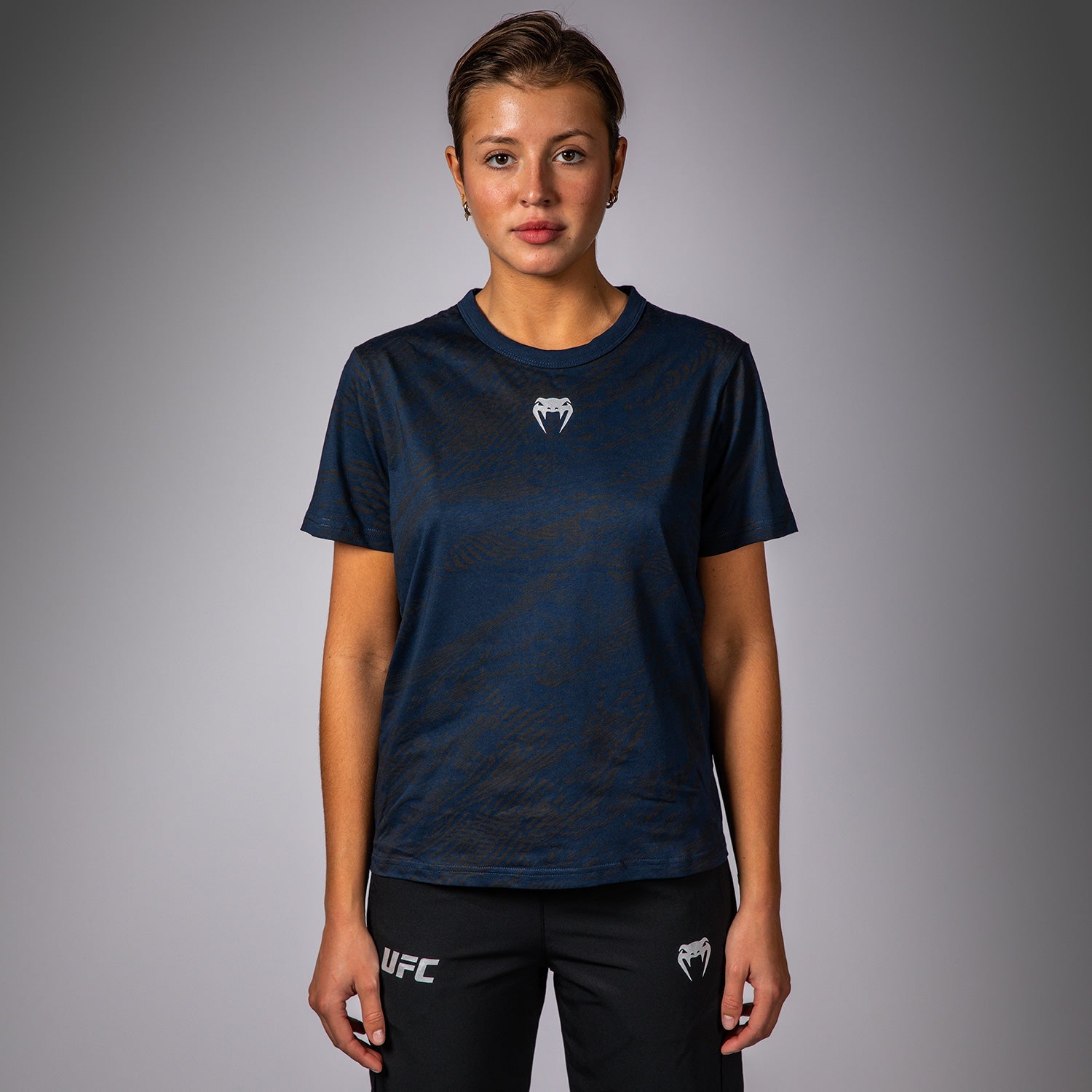 T-shirt en Coton à Manches Courtes pour Femmes UFC Fusion by Venum Fight Week - Bleu Océanique