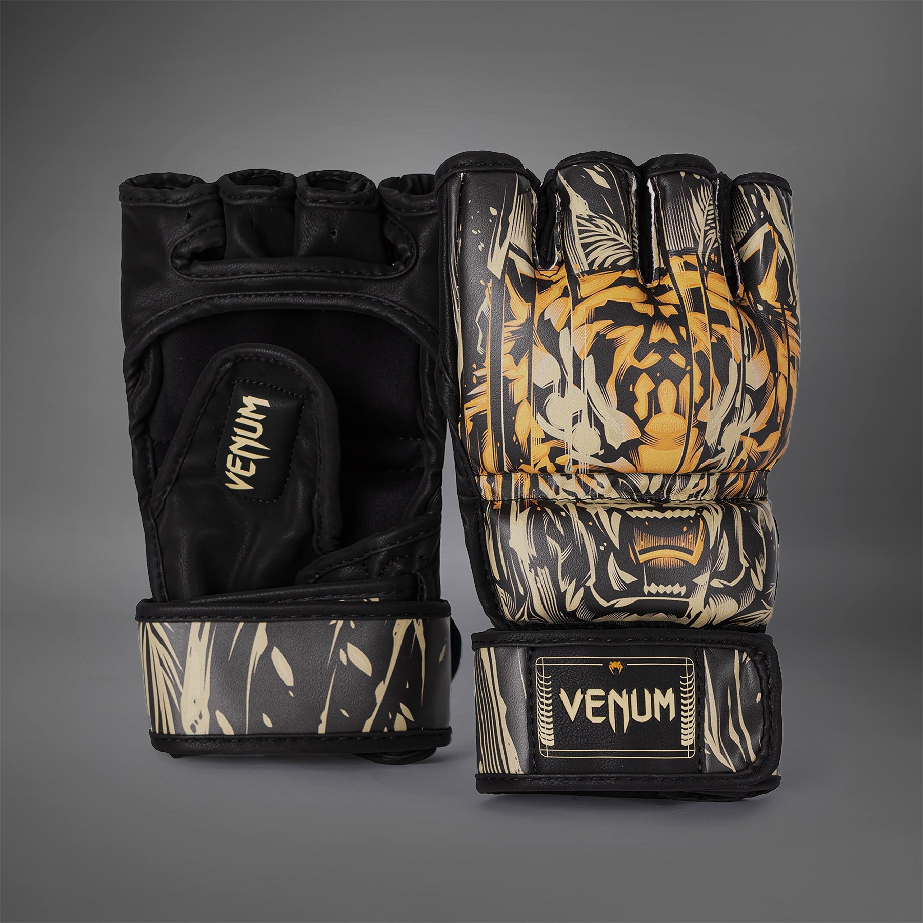 Gants MMA Venum Tiger pour Hommes - Noir/Orange Néon