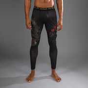 Pantalon de Compression pour Hommes Venum Santa Muerte 5.0 - Noir Profond/Or