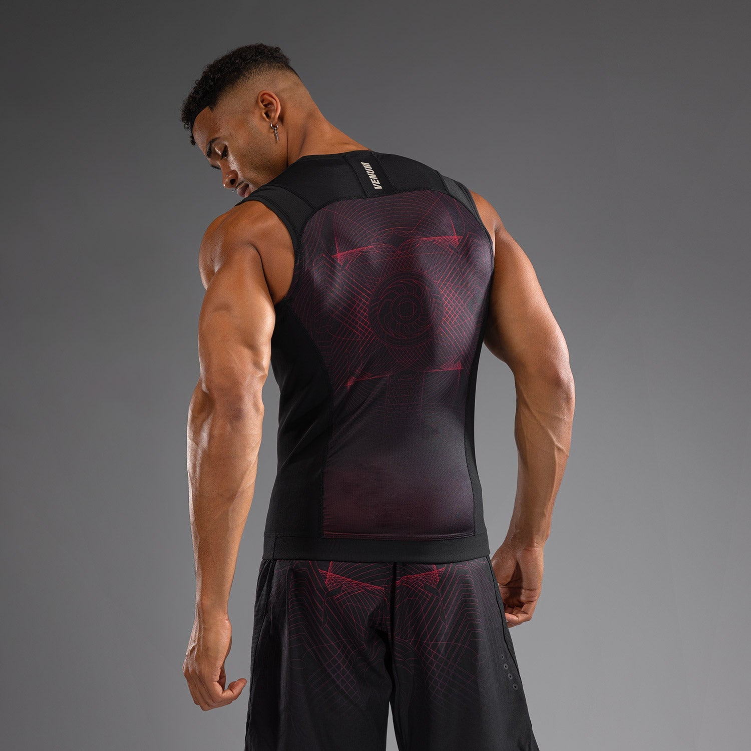 Rashguard sans Manches Venum G-Fit Air pour Hommes - Noir Profond/Rouge Feu
