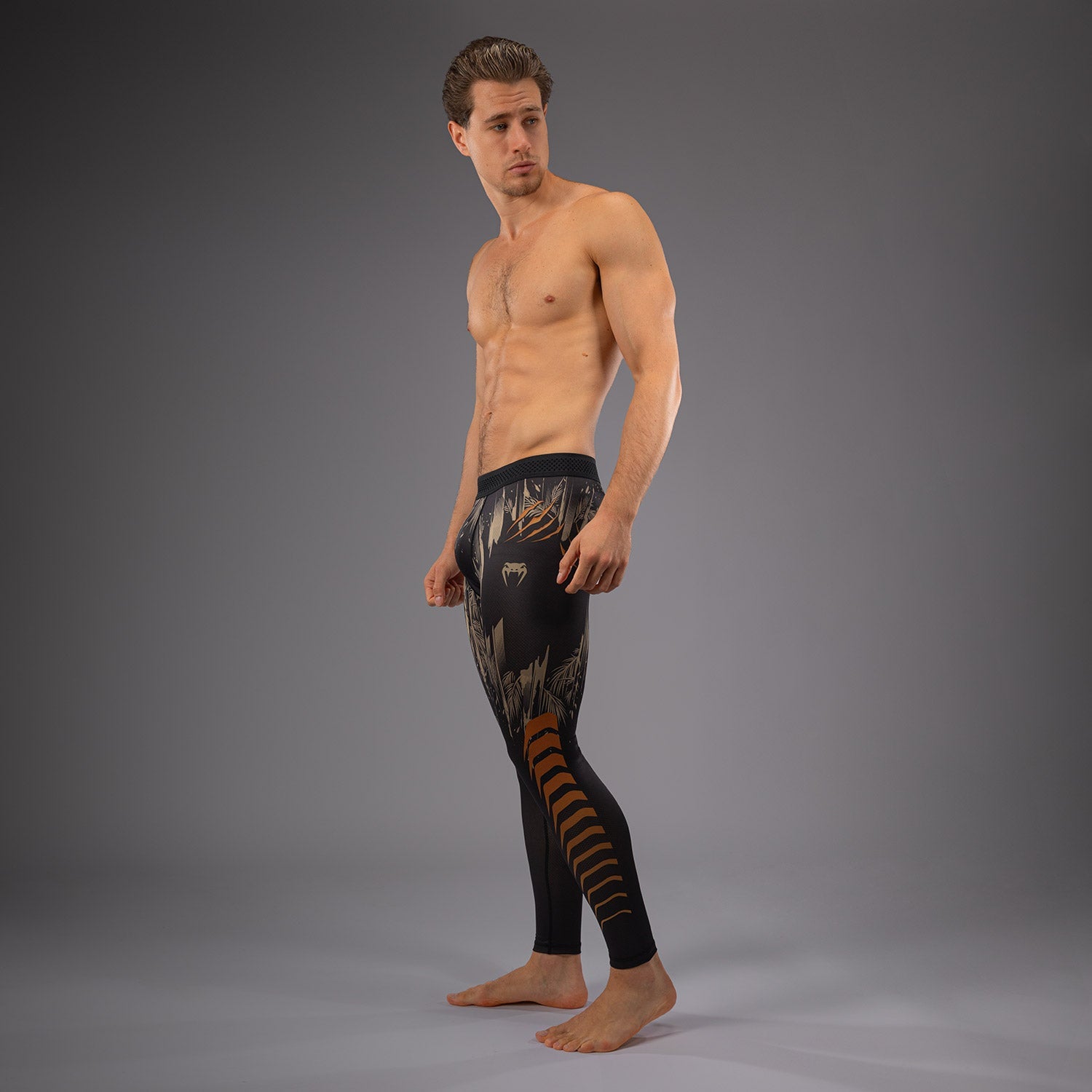 Pantalon de Compression Venum Tiger pour Hommes - Noir/Orange Néon