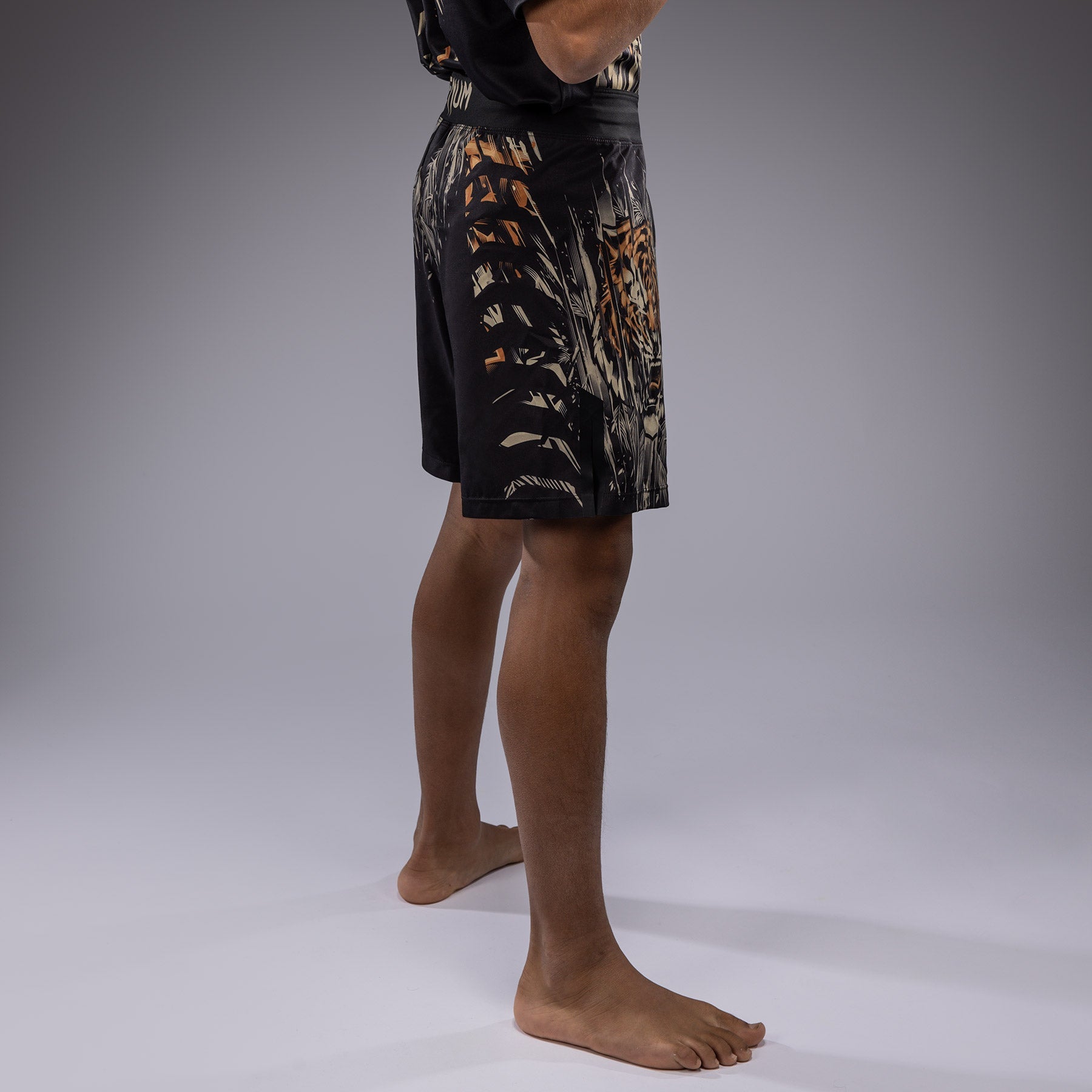 Short de Combat Venum Tiger pour Enfants - Noir/Orange Néon