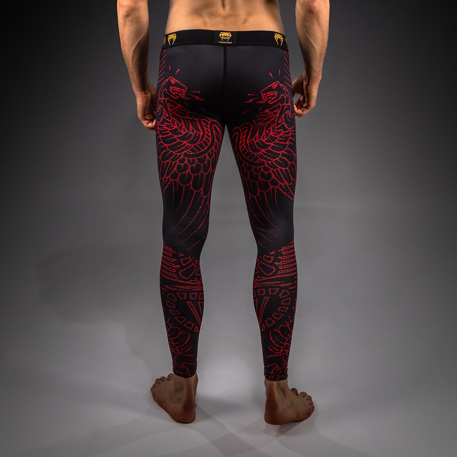 Pantalon de Compression Venum Quetzal Fury - Noir/Rouge Fury/Mandarine