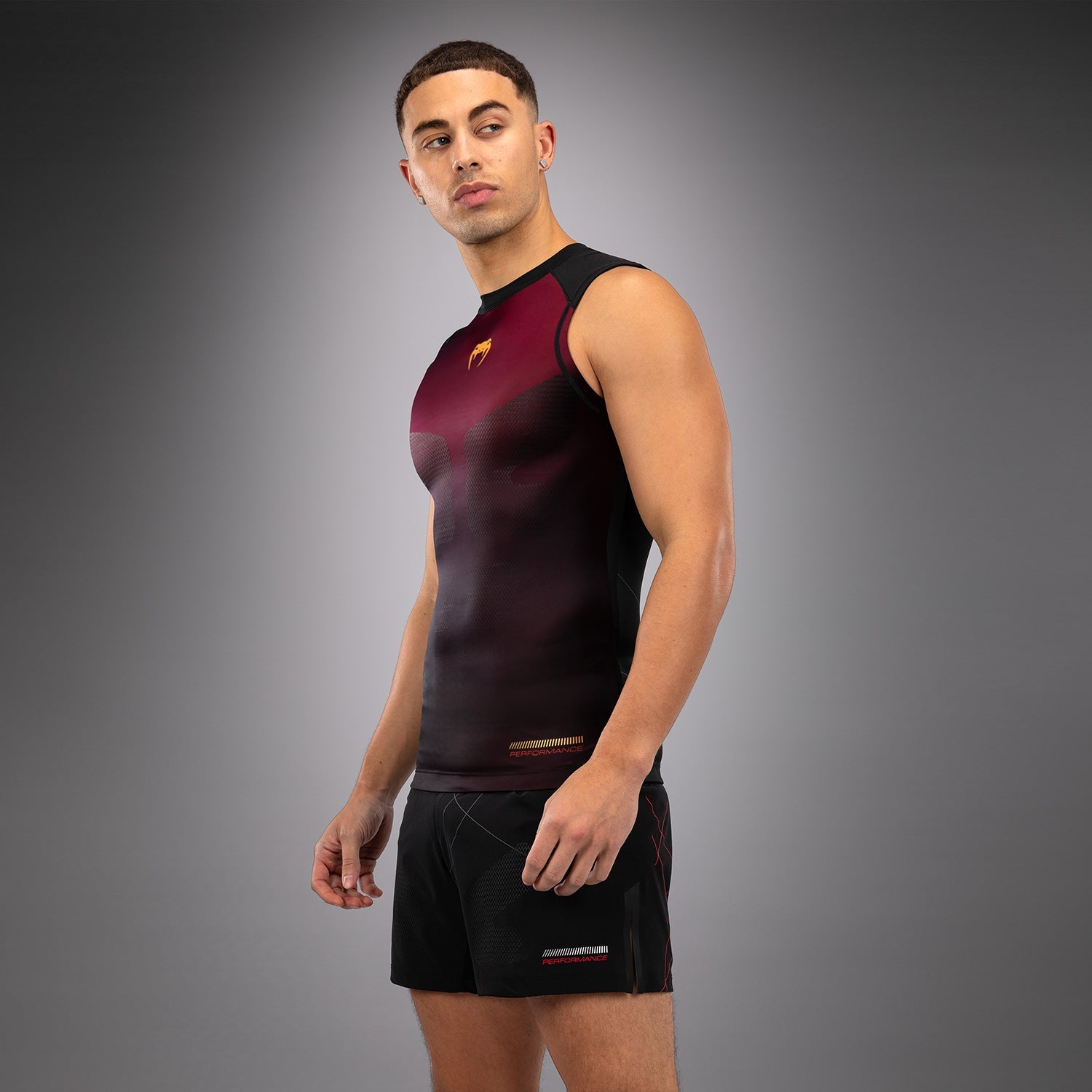 Rashguard Sans Manches Venum Tactical XT- Noir/Bordeaux/Or