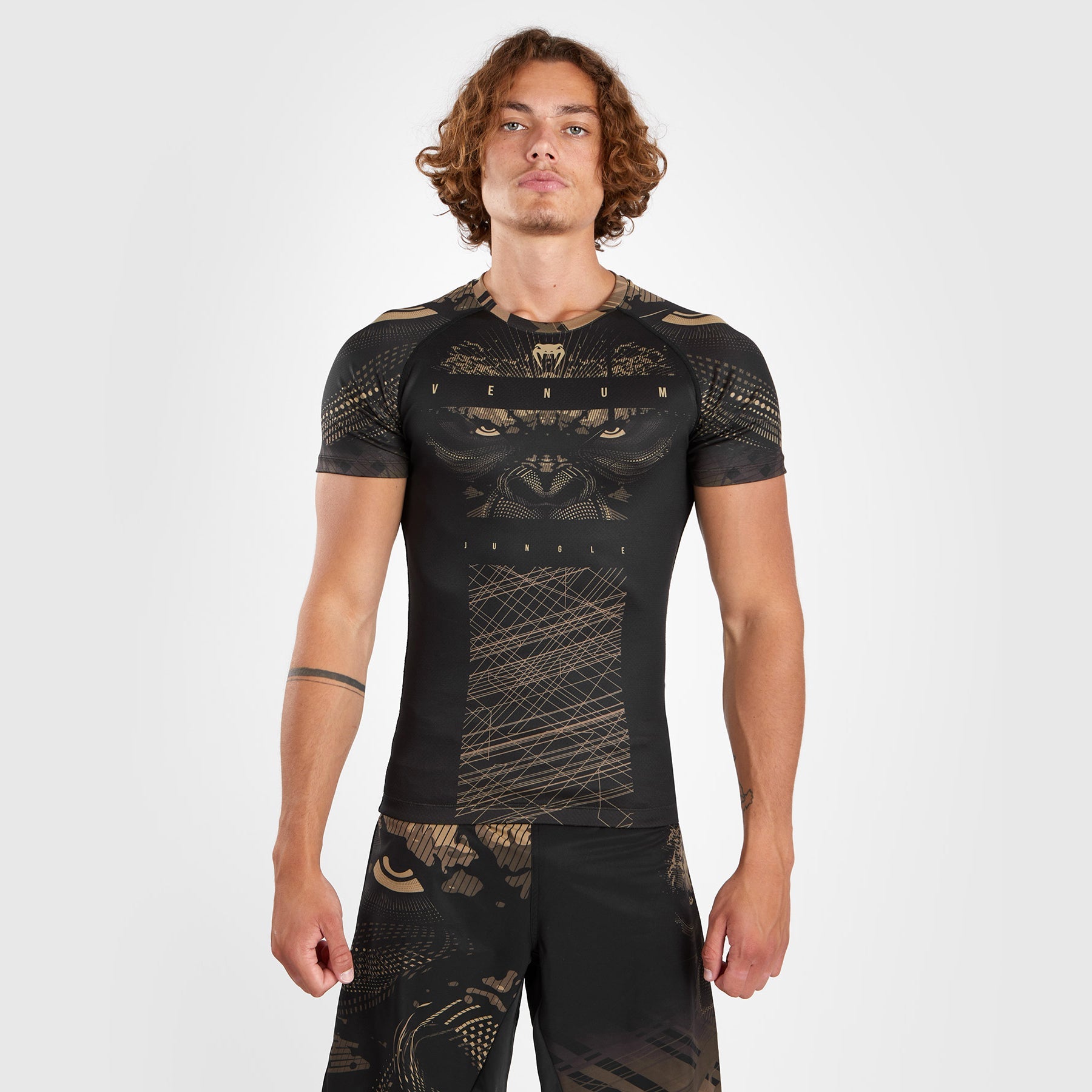 Rashguard à Manches Courtes Venum Gorilla Jungle - Noir/Sable