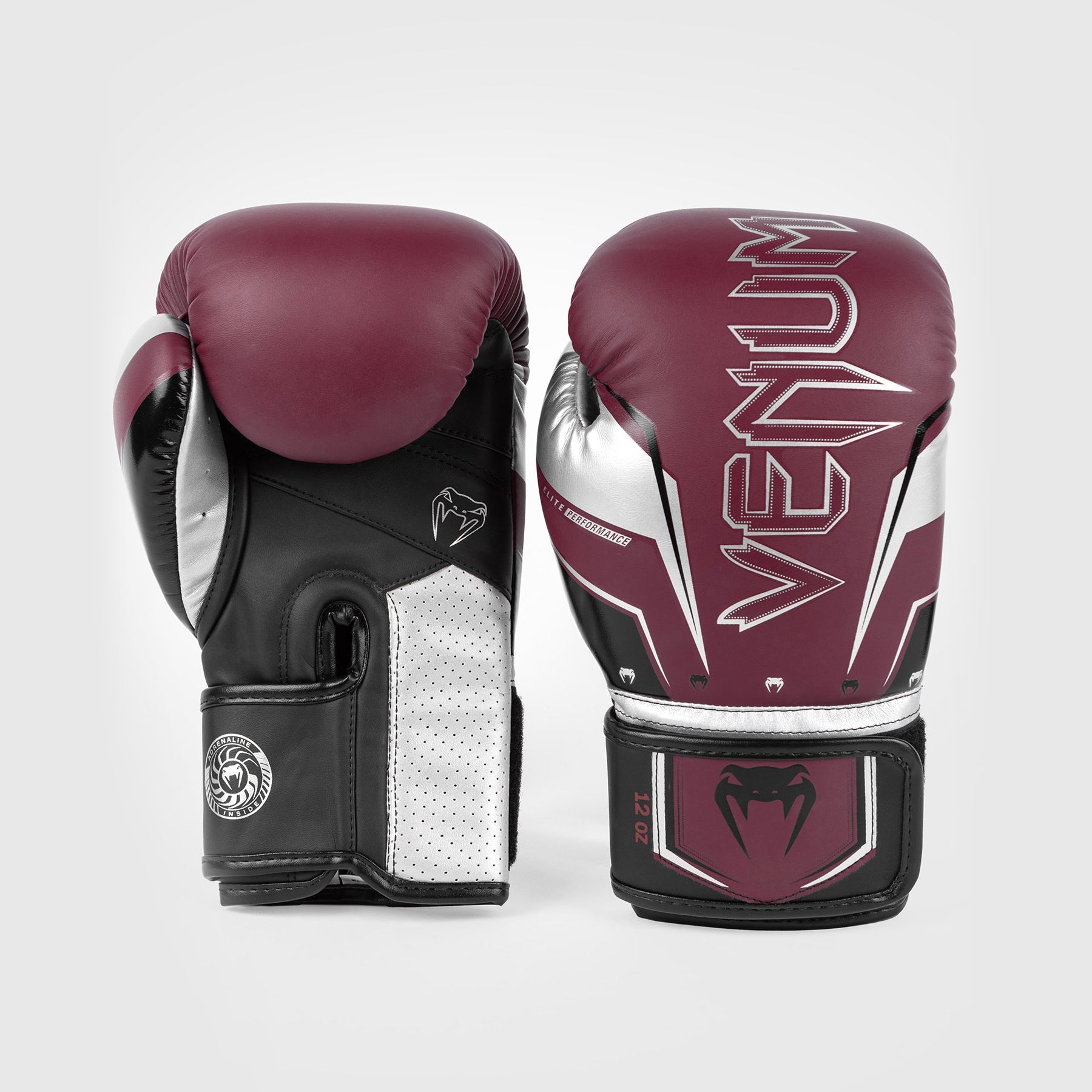 Gants de Boxe Venum Elite Evo - Rouge Bordeaux/Argent