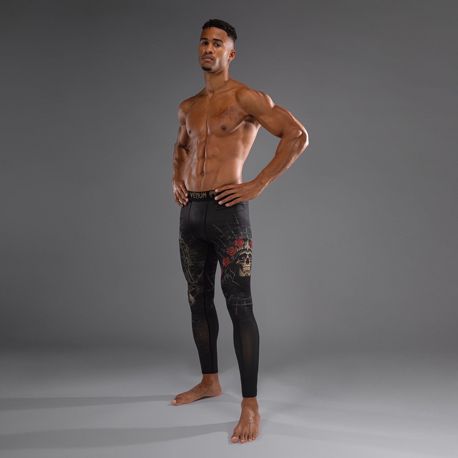 Pantalon de Compression pour Hommes Venum Santa Muerte 5.0 - Noir Profond/Or