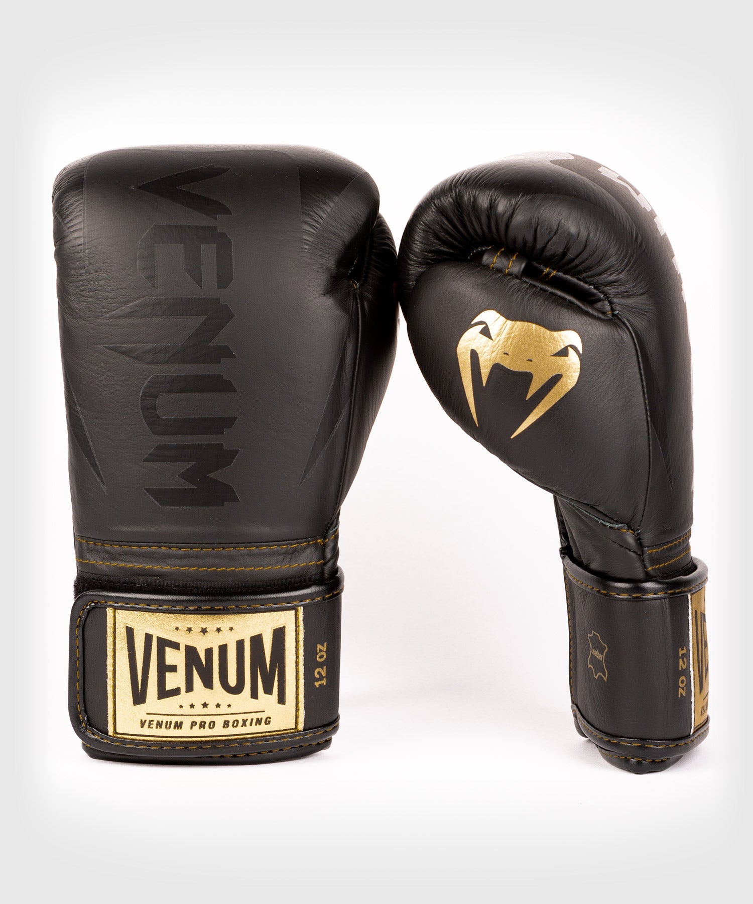 Gants de boxe pro Venum Hammer - Velcro - Noir/Noir-Or