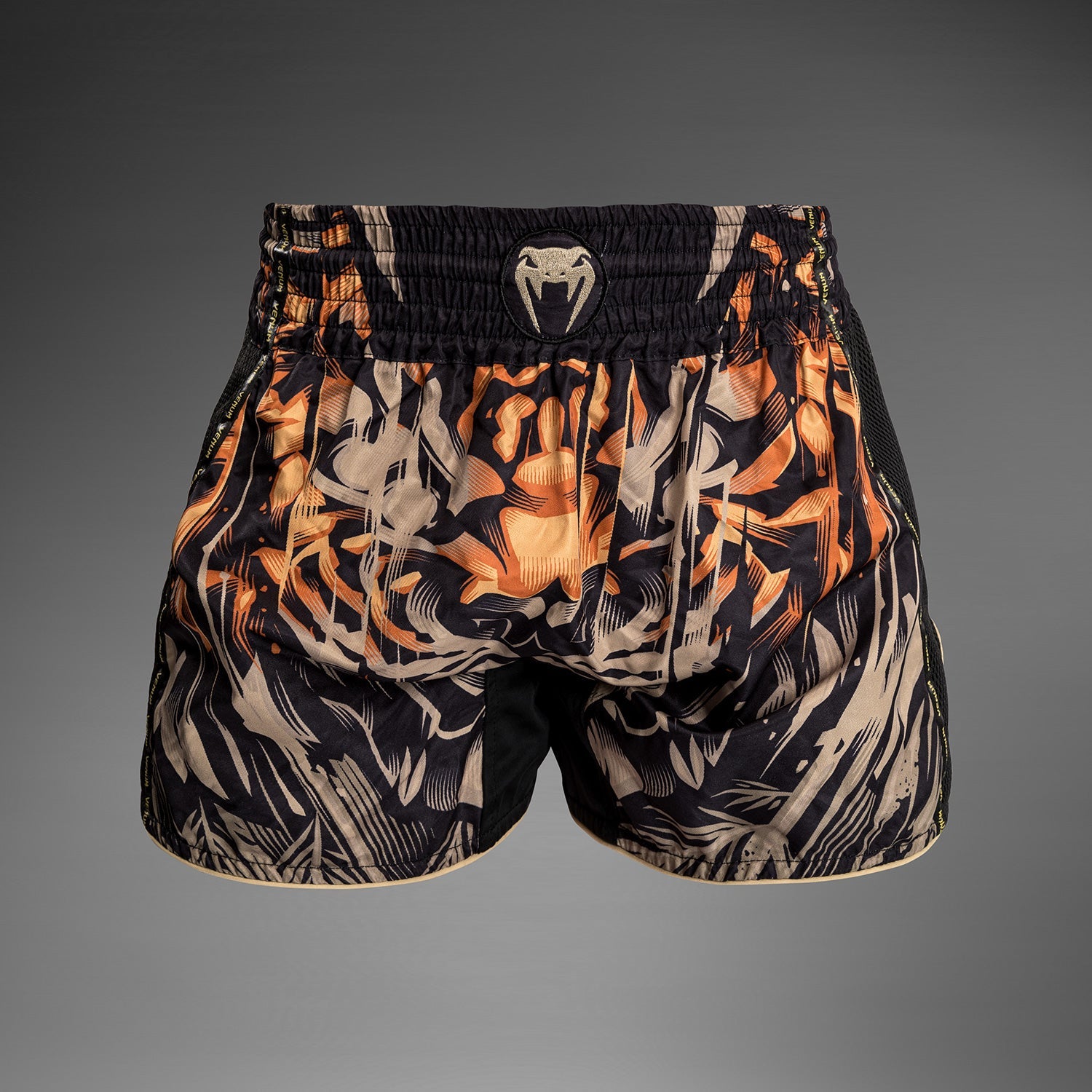 Short Muay Thai Venum Tiger pour Hommes - Noir/Orange Néon