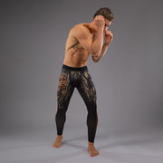Pantalon de Compression Venum Tiger pour Hommes - Noir/Orange Néon