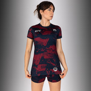 T-shirt manches courtes Performance Femme UFC Zenith by Venum Authentic Fight Week - Bleu marine/Bordeaux/Argent