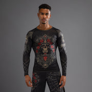 Rashguard à Manches Longues pour Hommes Venum Santa Muerte 5.0 - Noir Profond/Or