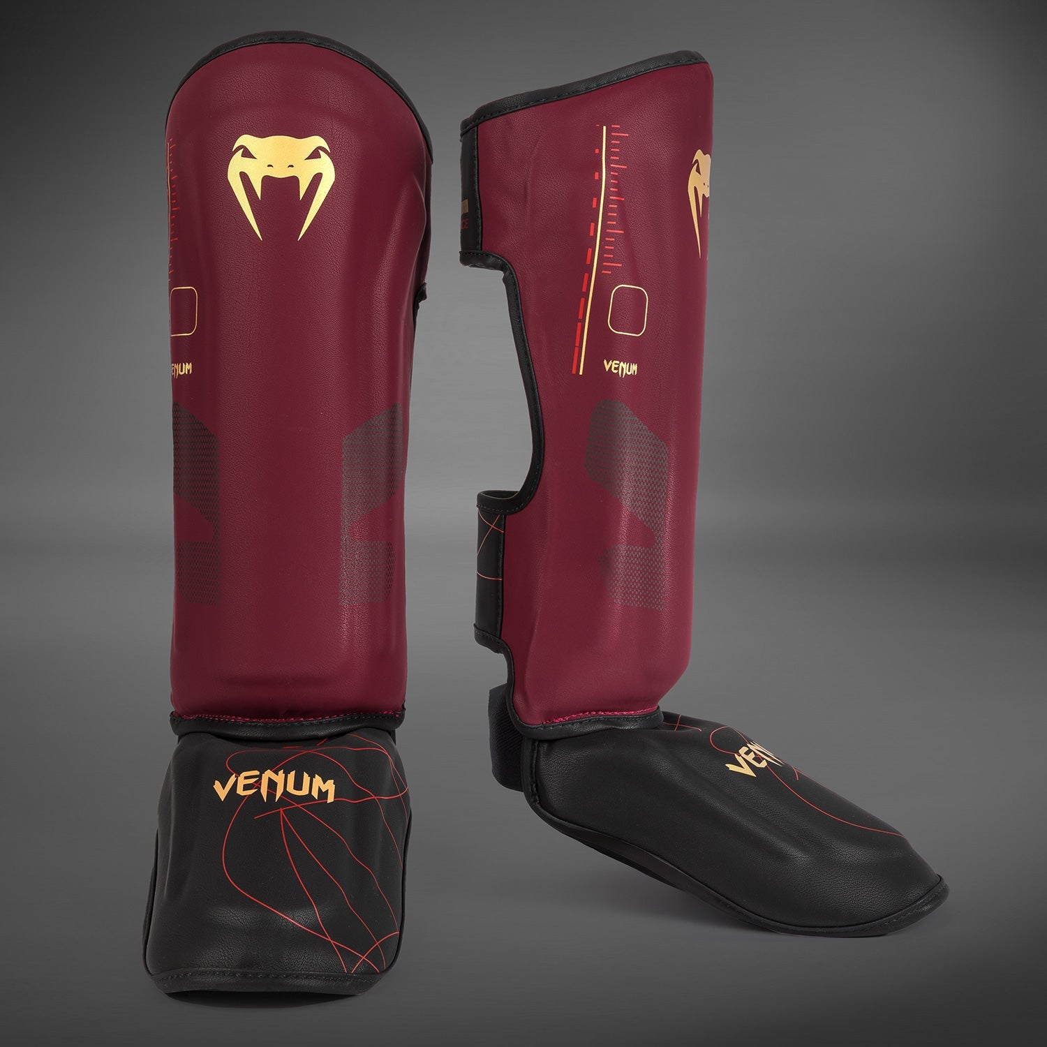 Protège-Tibias Venum Tactical XT- Noir/Bordeaux/Or