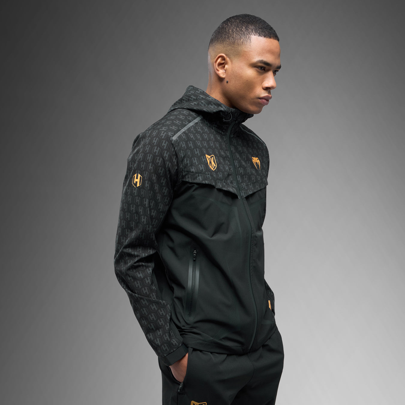 Survêtement complet (veste + pantalon) FK x Venum Hexagone MMA - Noir/Doré