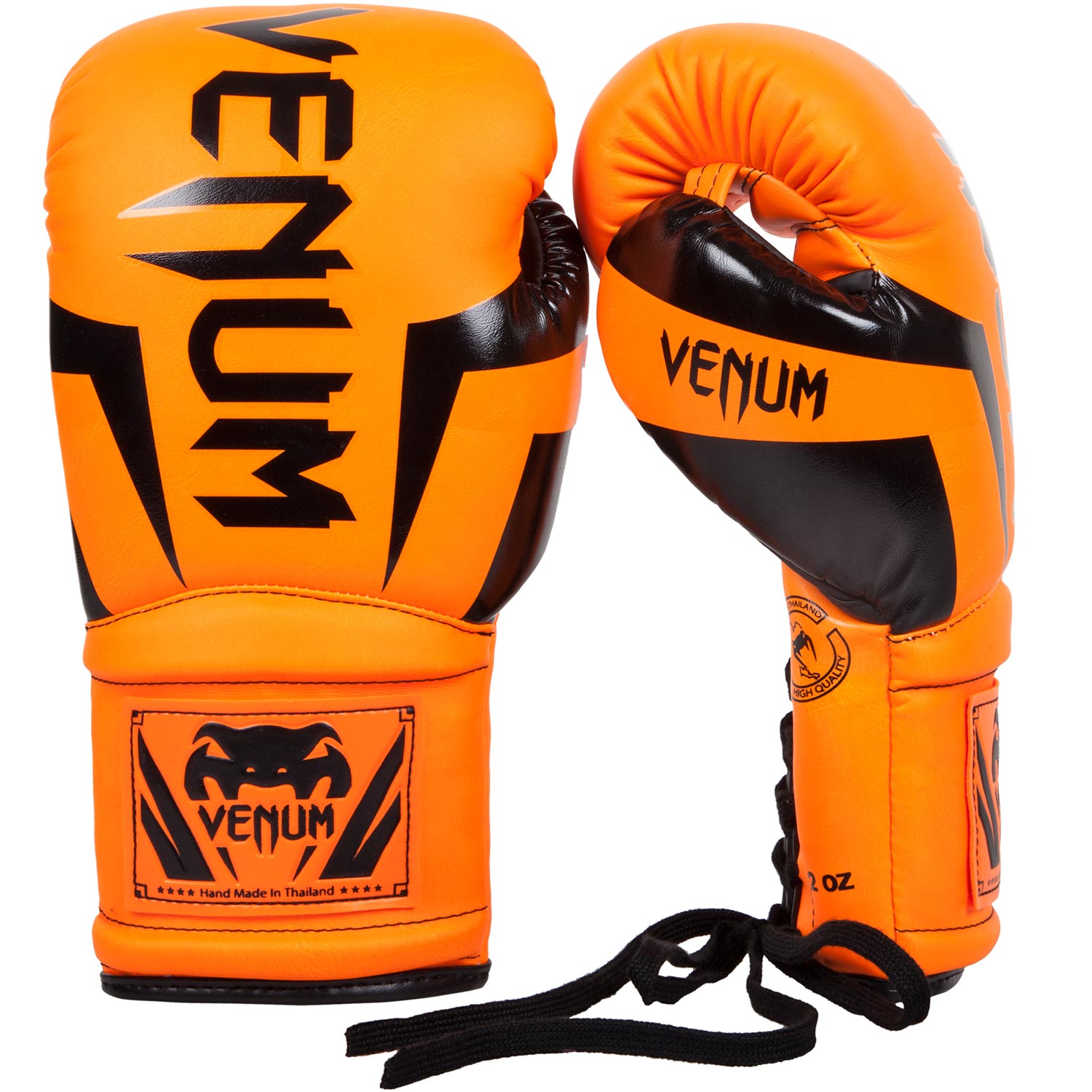 Gants de boxe Venum Elite avec lacets - Neo Orange