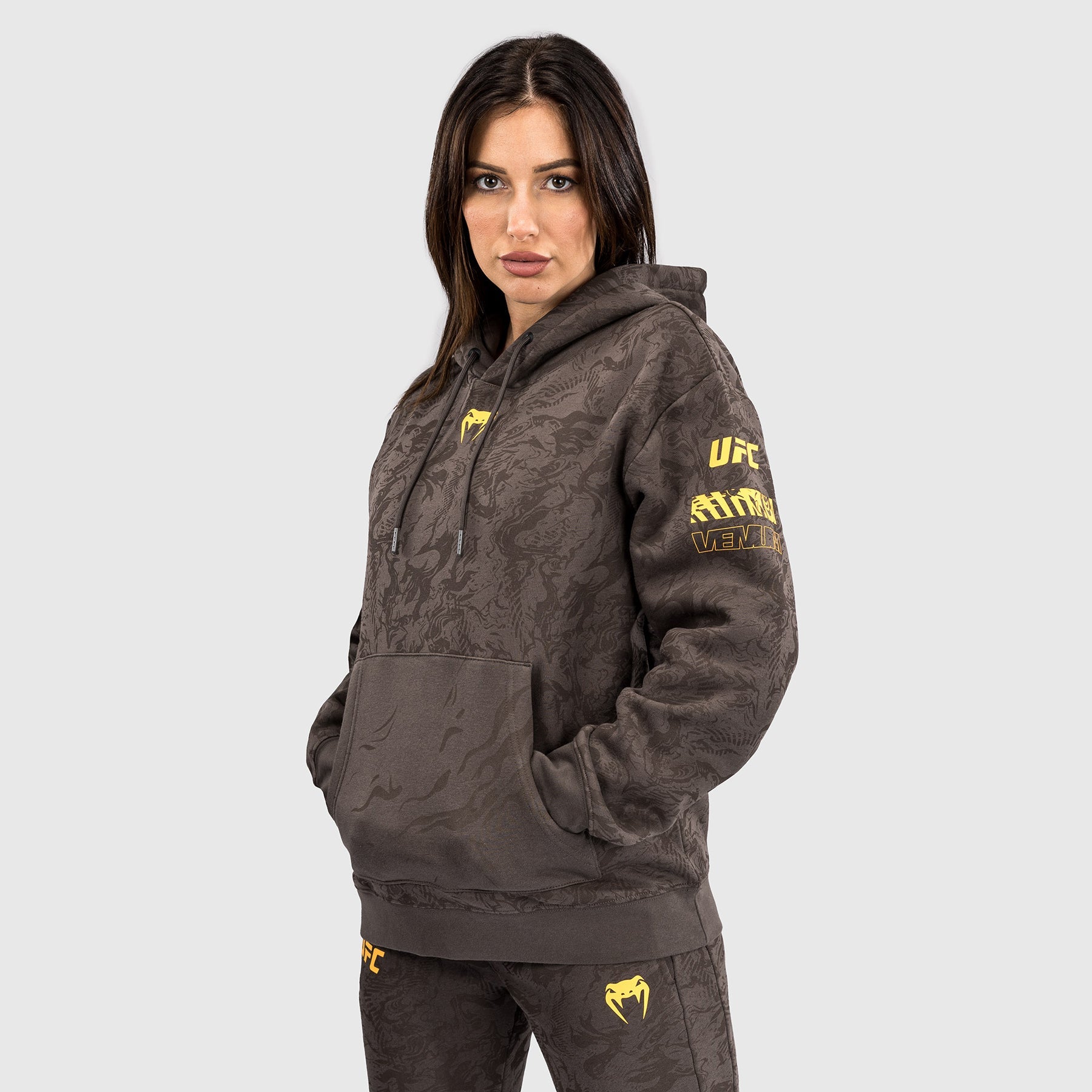 Sweatshirt à Capuche pour Femmes UFC Fusion by Venum Fight Week - Marron Terrestre