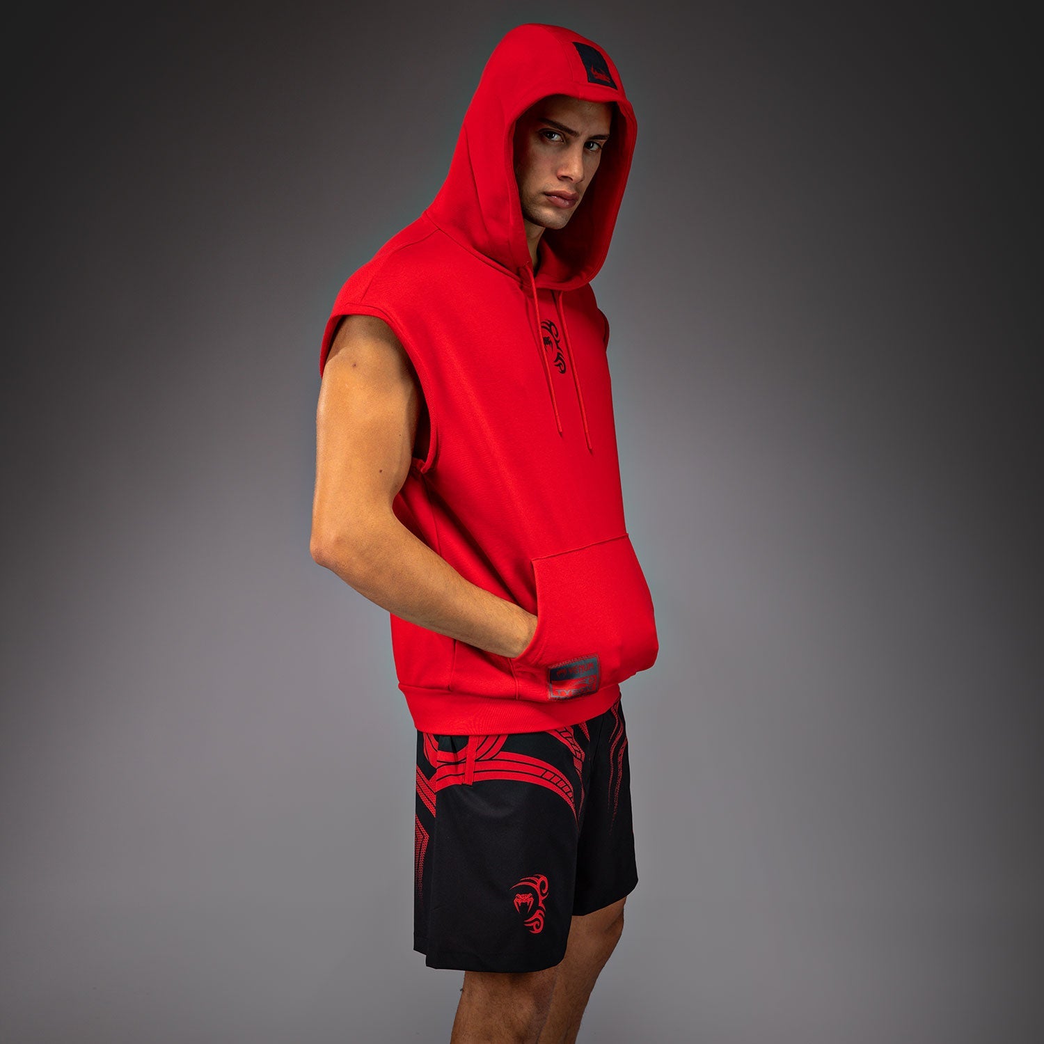 Sweat à capuche sans manches Venum x Mike Tyson Tiger - Rouge Intense/Noir Profond