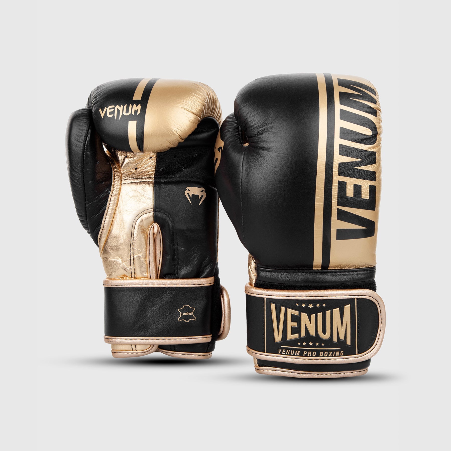 Gants de boxe pro Venum Shield Velcro - Noir/Or