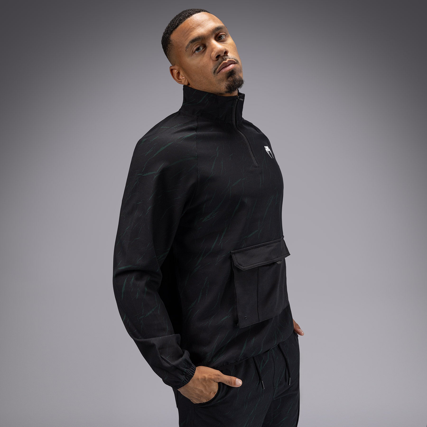 Veste de Survêtement Pour Hommes Venum Trooper - Noir/Vert Forêt