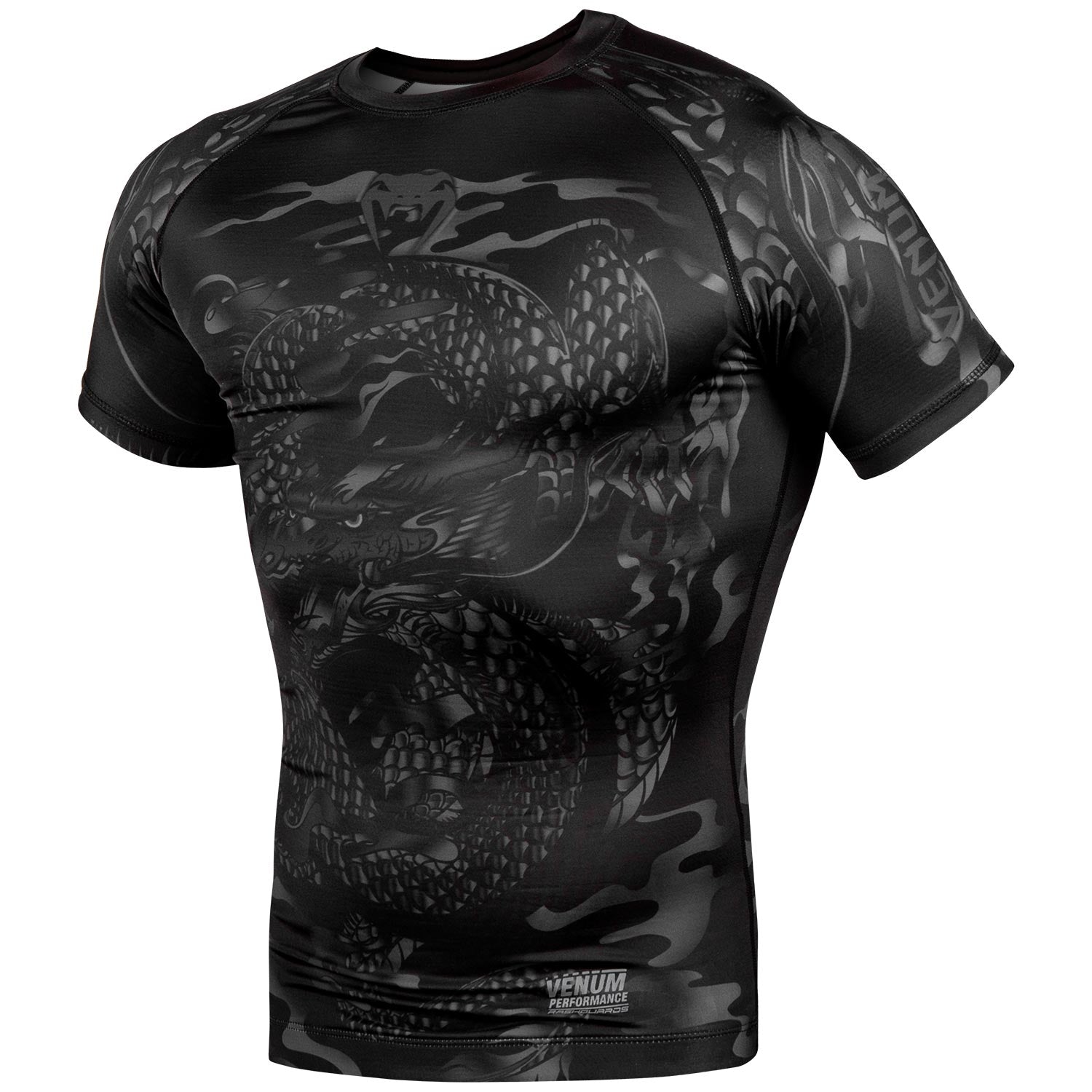 Rashguard Venum Dragon's Flight - Manches courtes - Noir/Noir