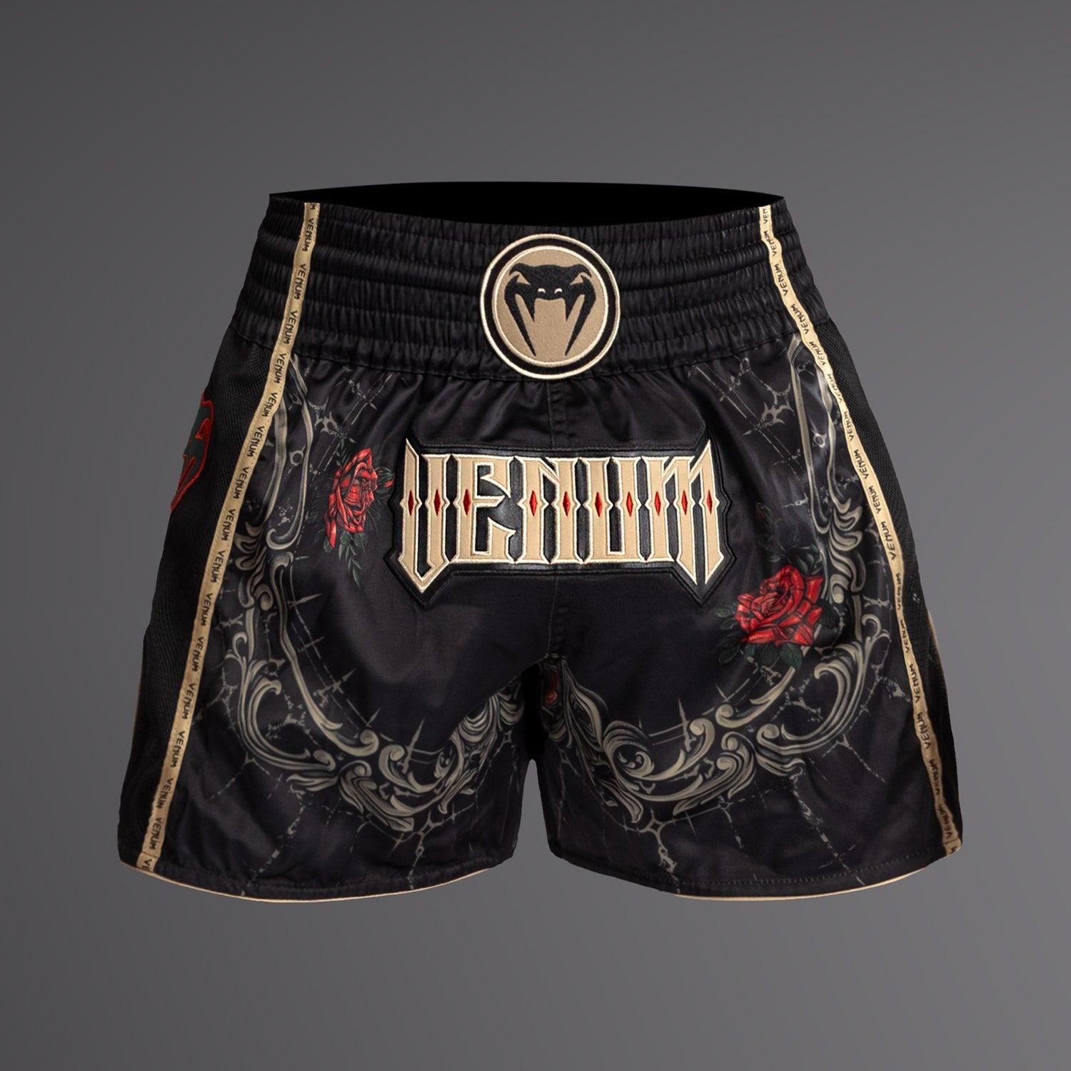 Short de Muay Thai pour Hommes Venum Santa Muerte 5.0 - Noir Profond/Or